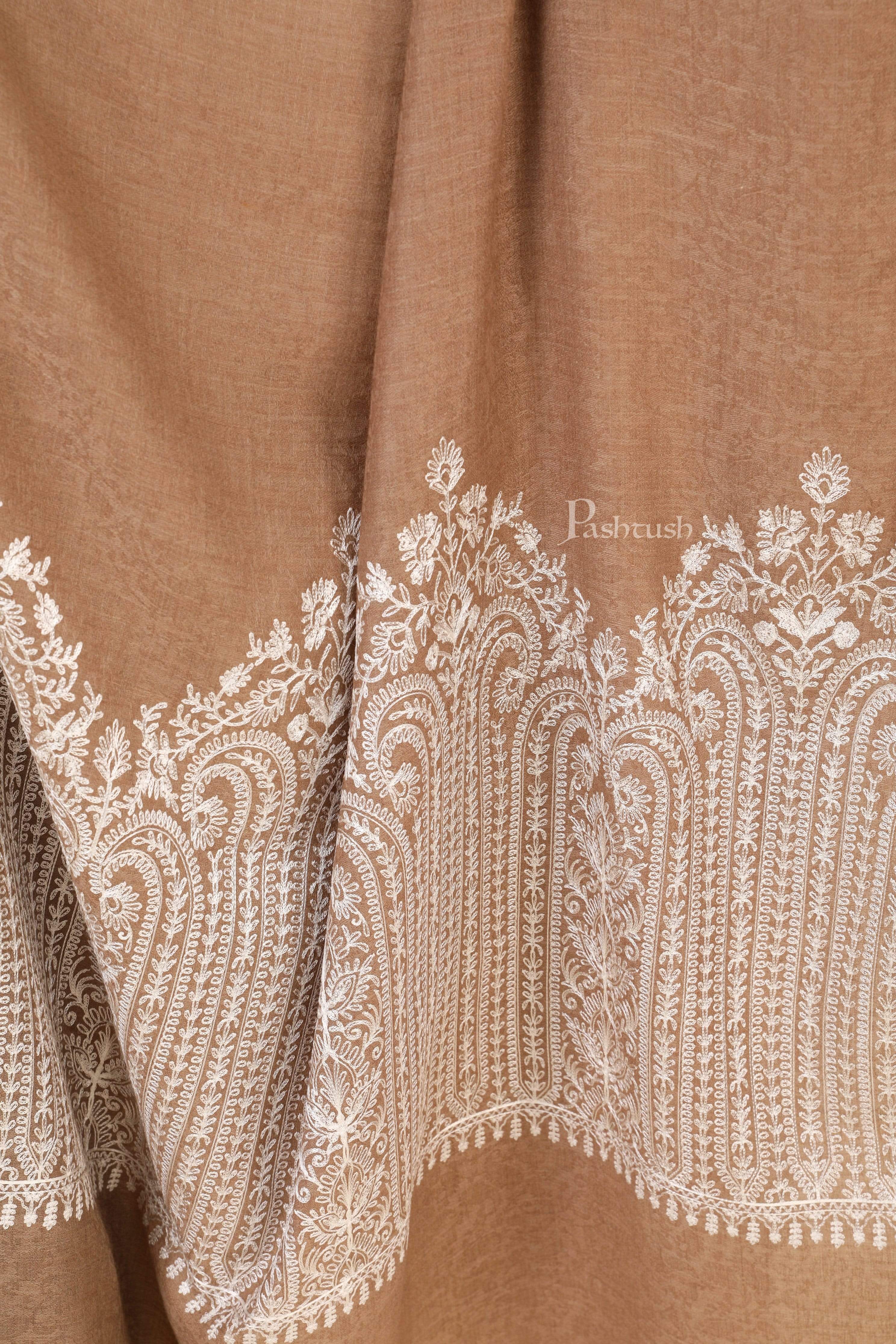 Pashtush Womens Fine Wool Shawl, With Tone On Tone Nalki Embroidery, Soft And Warm - Image 2