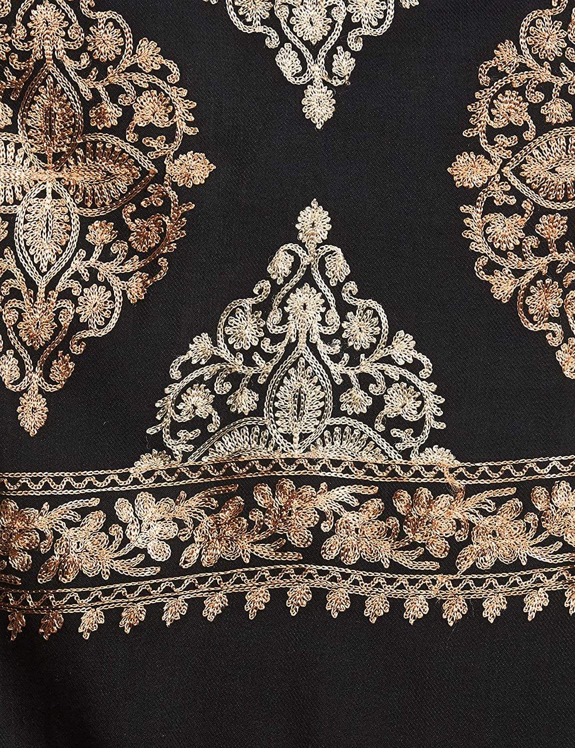 Pashtush Womens Fine Wool, Silky Nalki Embroidery Needlework Stole, Black - Image 5