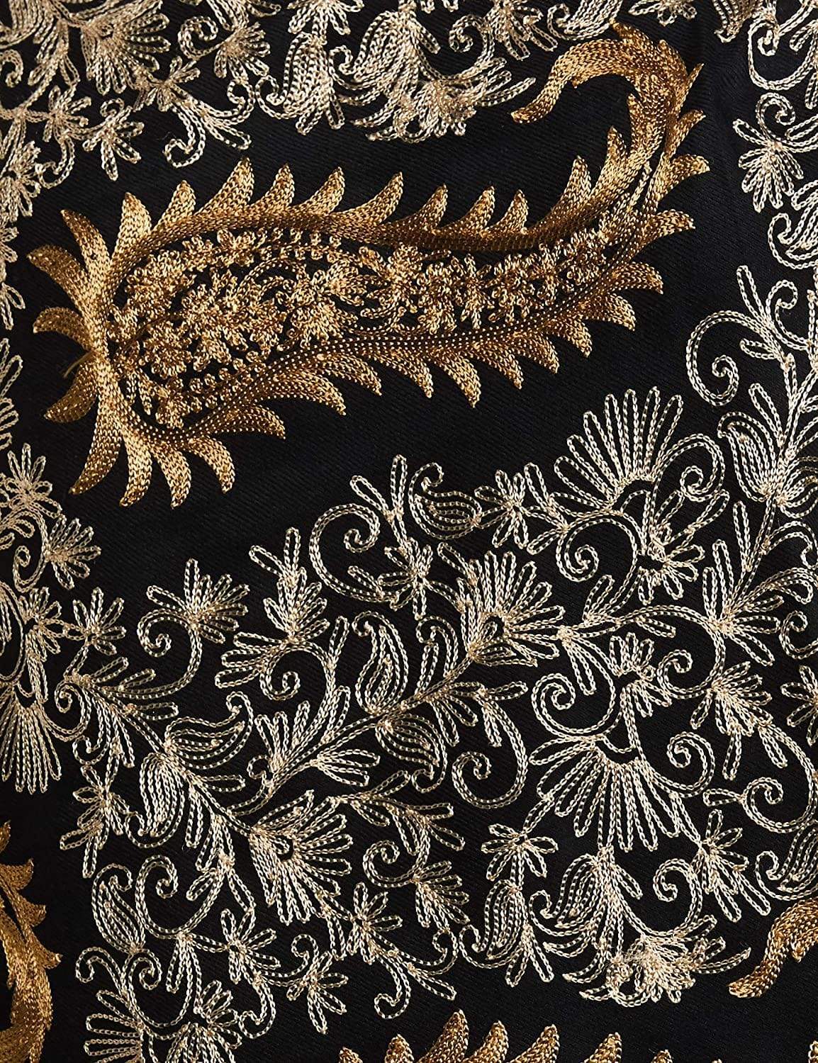 Pashtush Womens Fine Wool, Silky Nalki Embroidery Needlework Stole, Black - Image 8