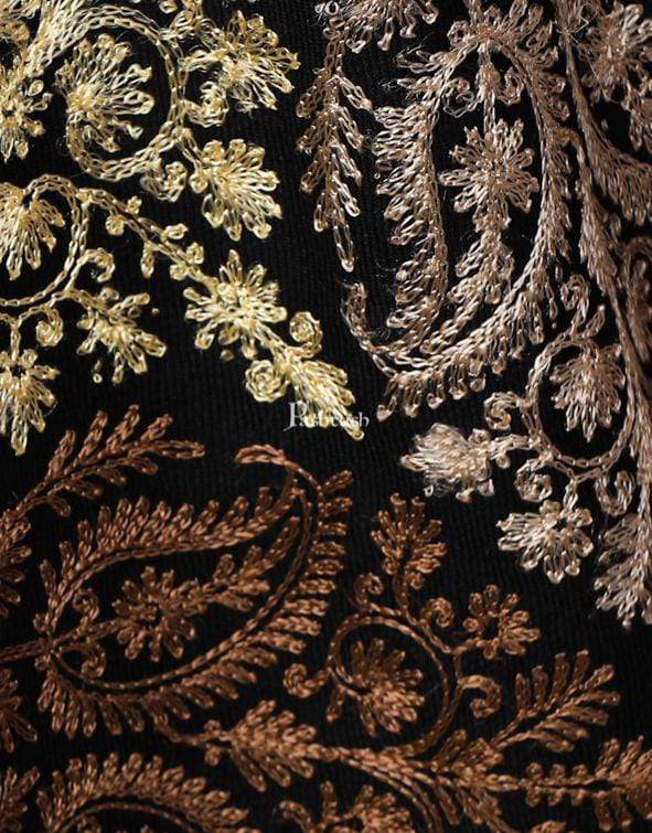 Pashtush Womens Fine Wool, Silky Nalki Embroidery Needlework Stole, Black - Image 4