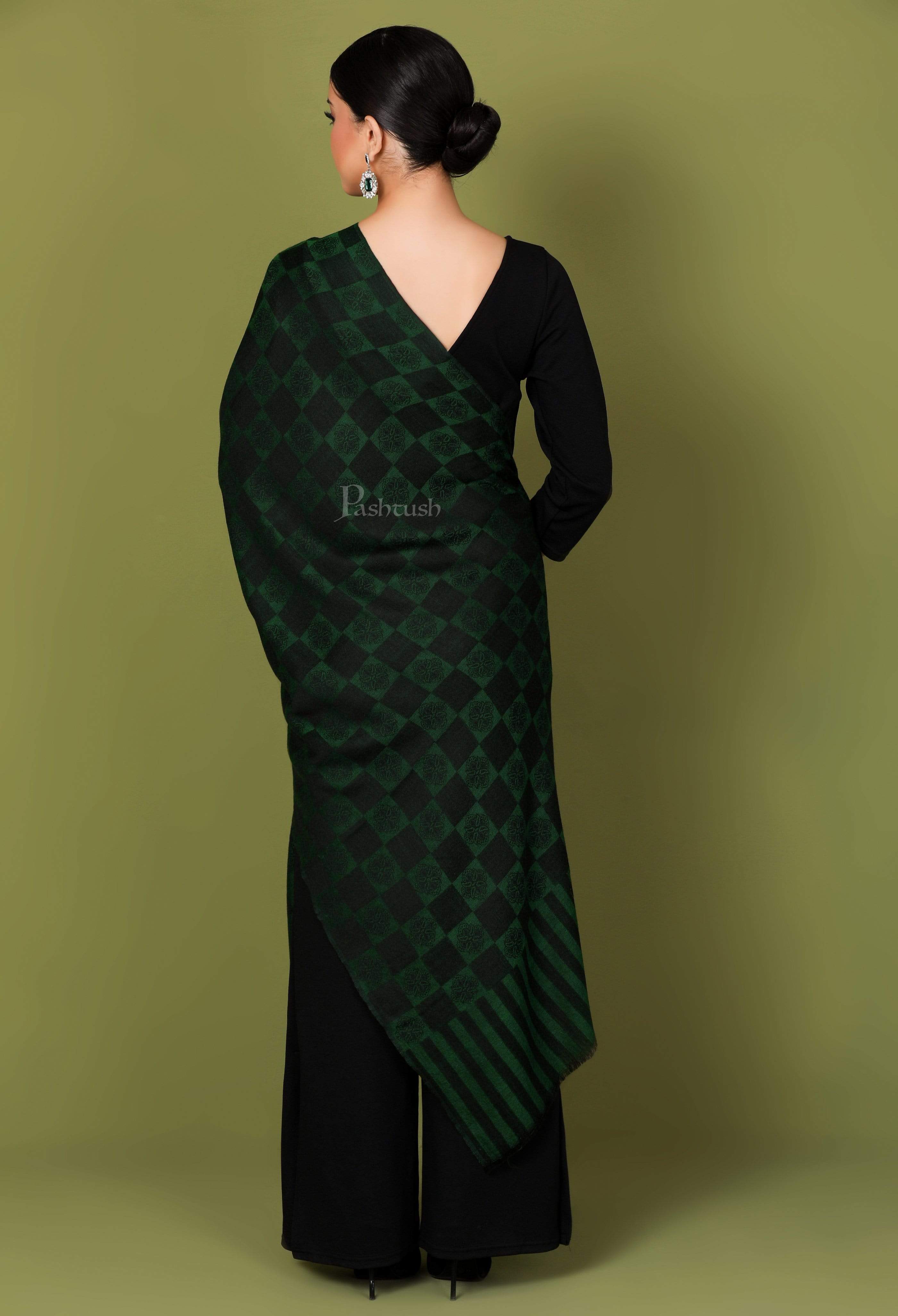 Pashtush Womens Fine Wool, Soft And Warm, Checkered Stole - Image 3