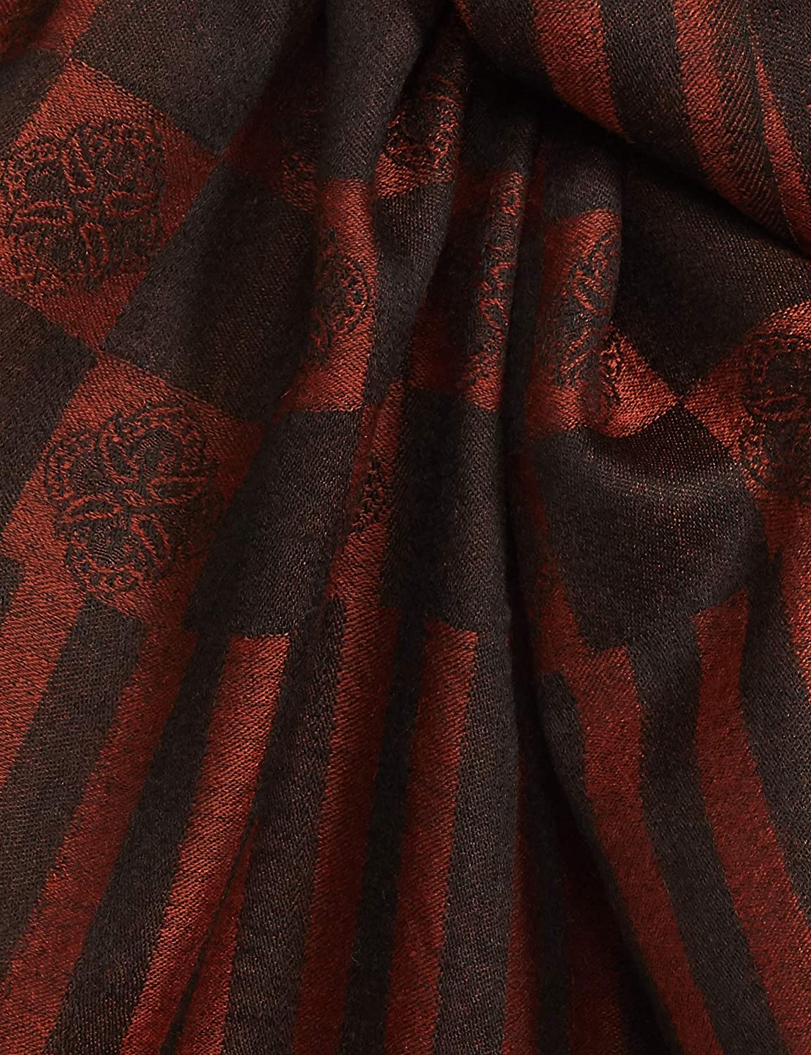 Pashtush Womens Fine Wool, Soft And Warm, Checkered Stole, Amber Black - Image 9