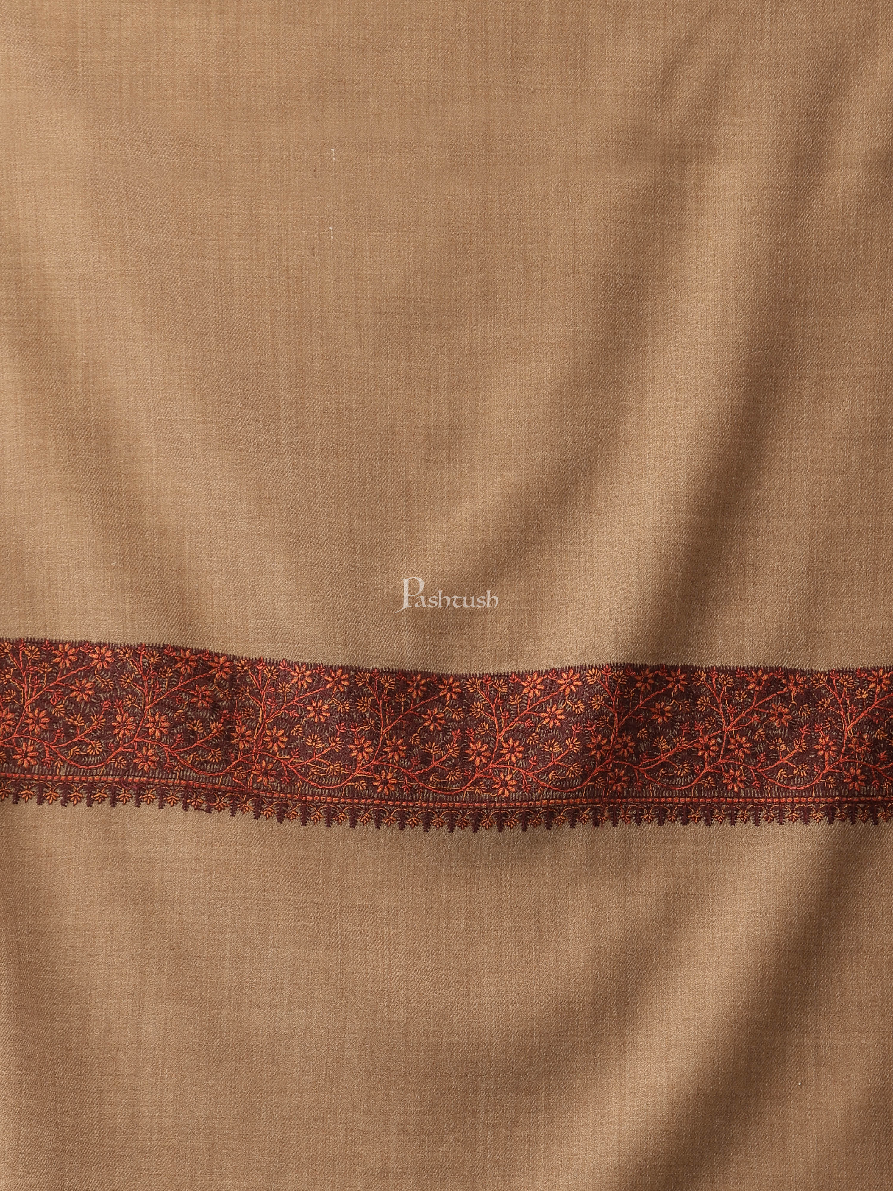 Pashtush Womens Embroidery Shawl, Challa Daur Border, Fine Wool - Image 5