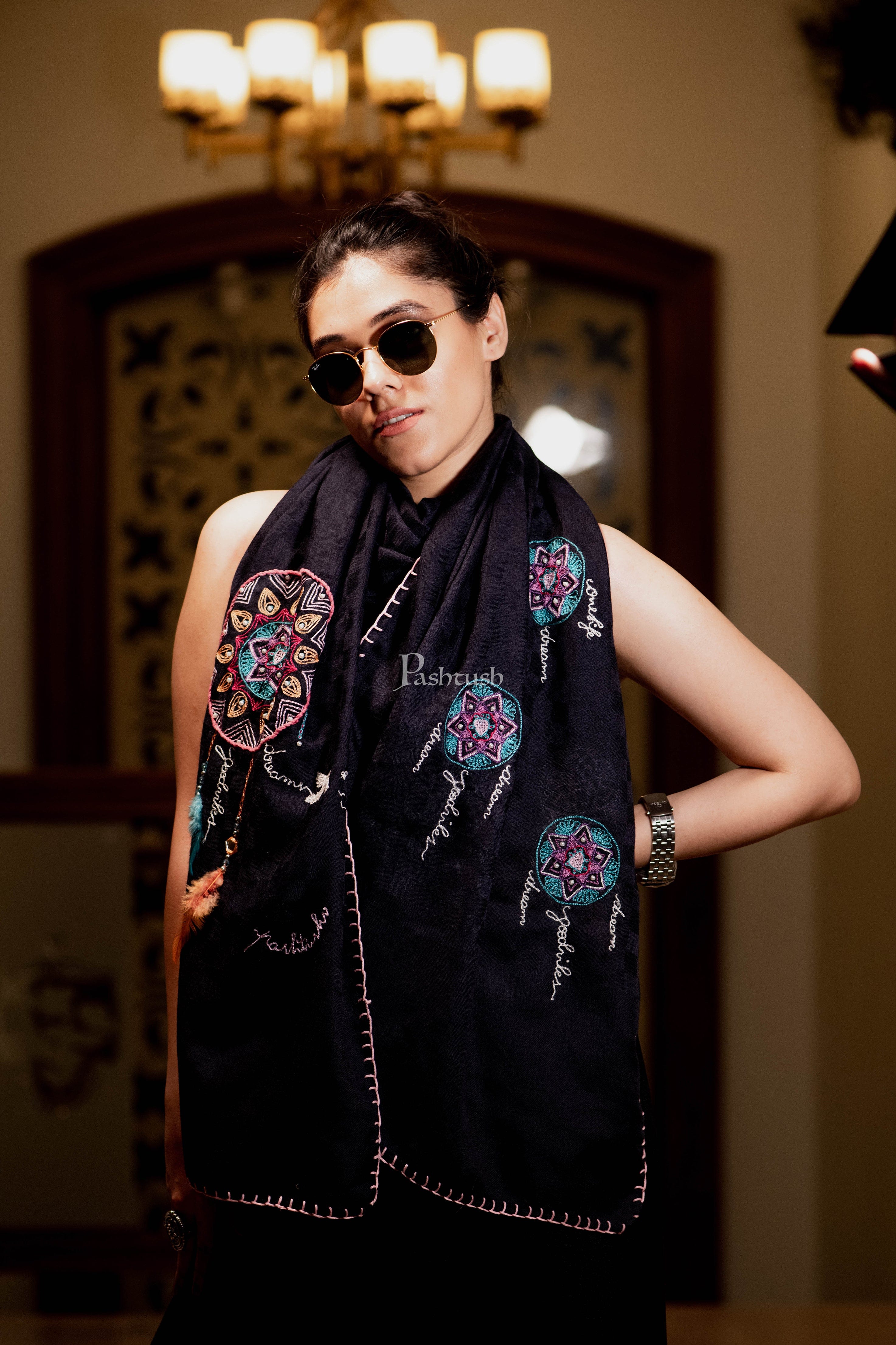 Pashtush Womens Handmade Dream Catcher Aesthetic Scarf ( Alchemy Collection )