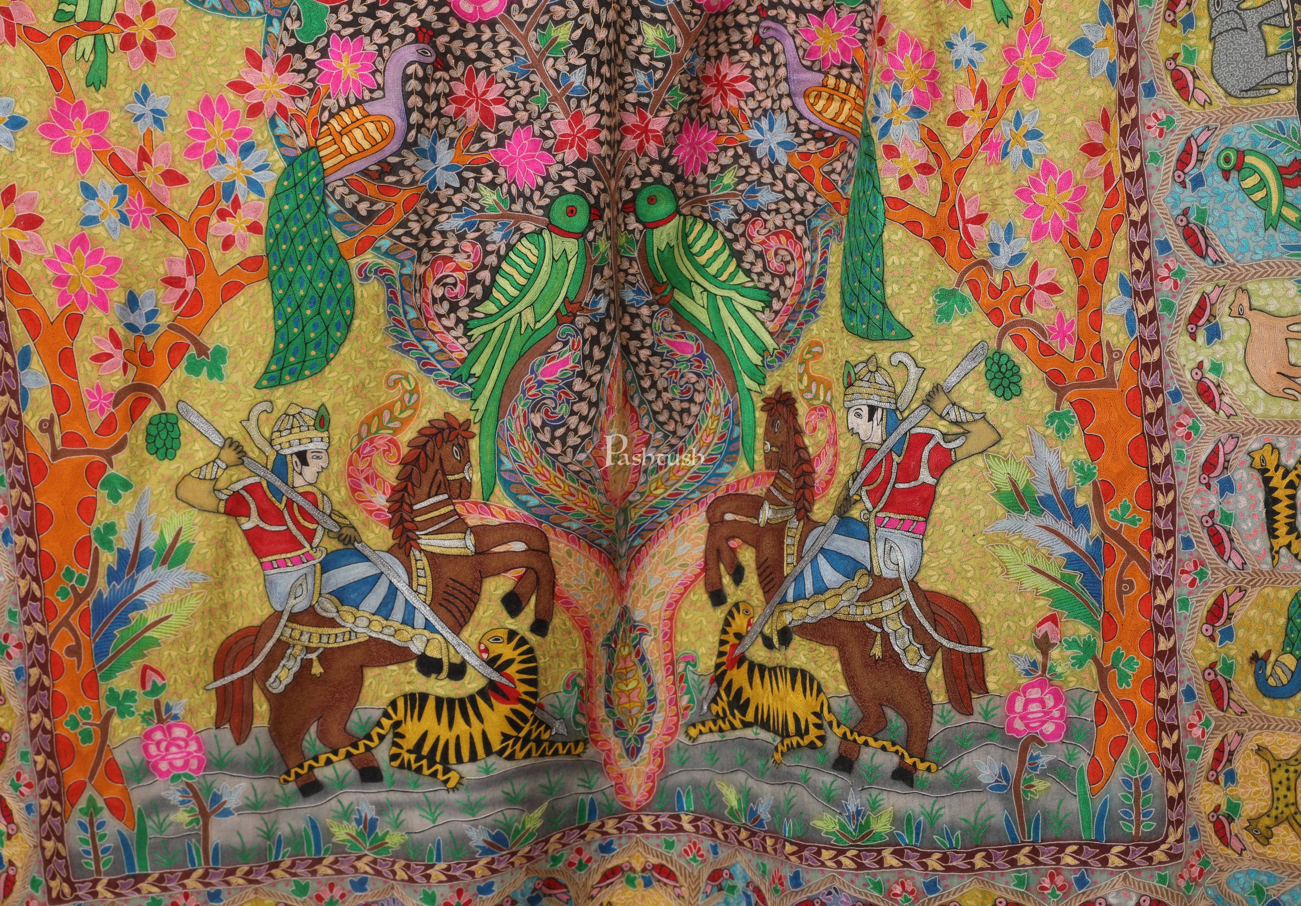 Pashtush Women'S Handmade Kalamkari Shawl, Multicoloured - Image 2