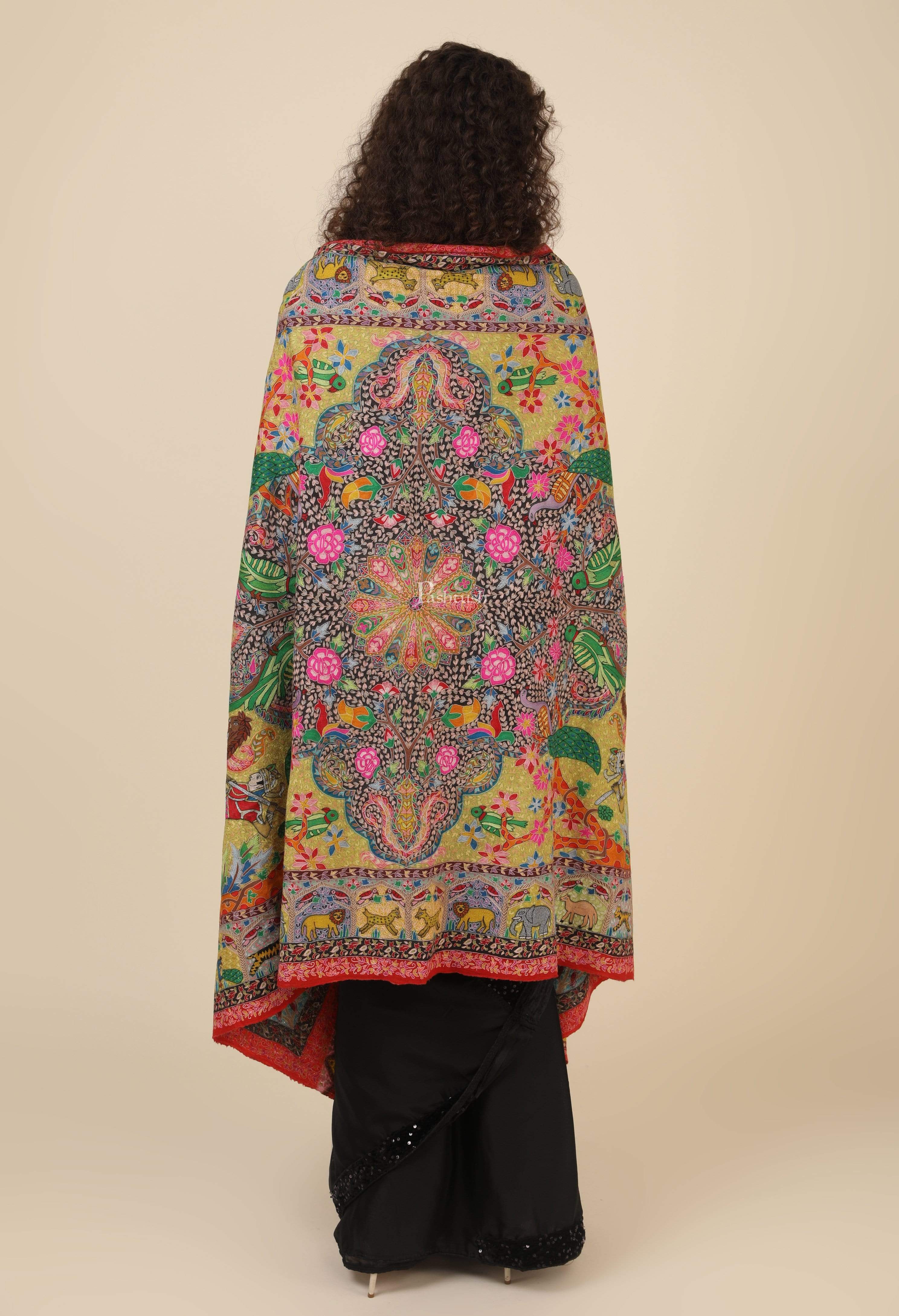 Pashtush Women'S Handmade Kalamkari Shawl, Multicoloured - Image 4