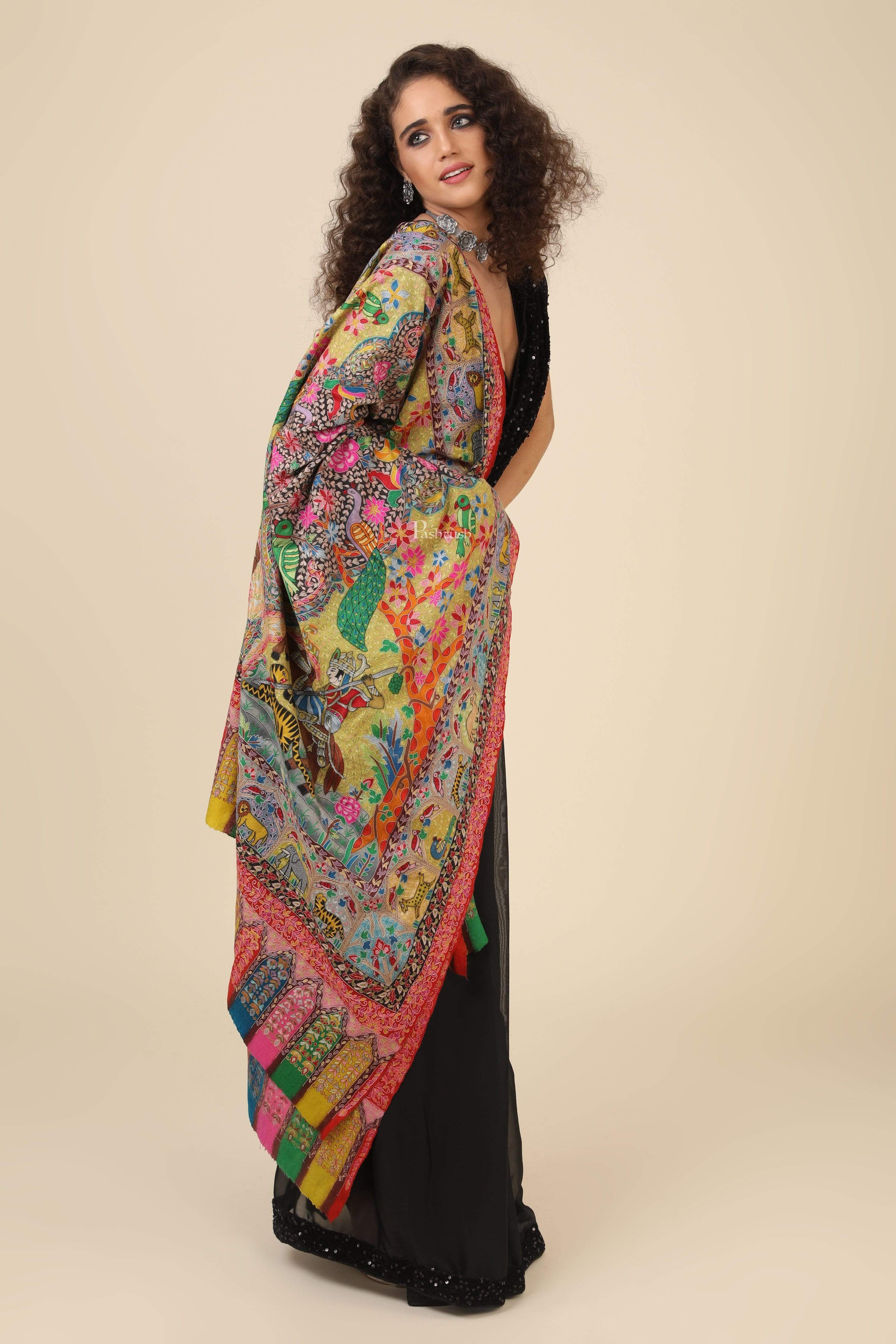 Pashtush Women'S Handmade Kalamkari Shawl, Multicoloured - Image 5
