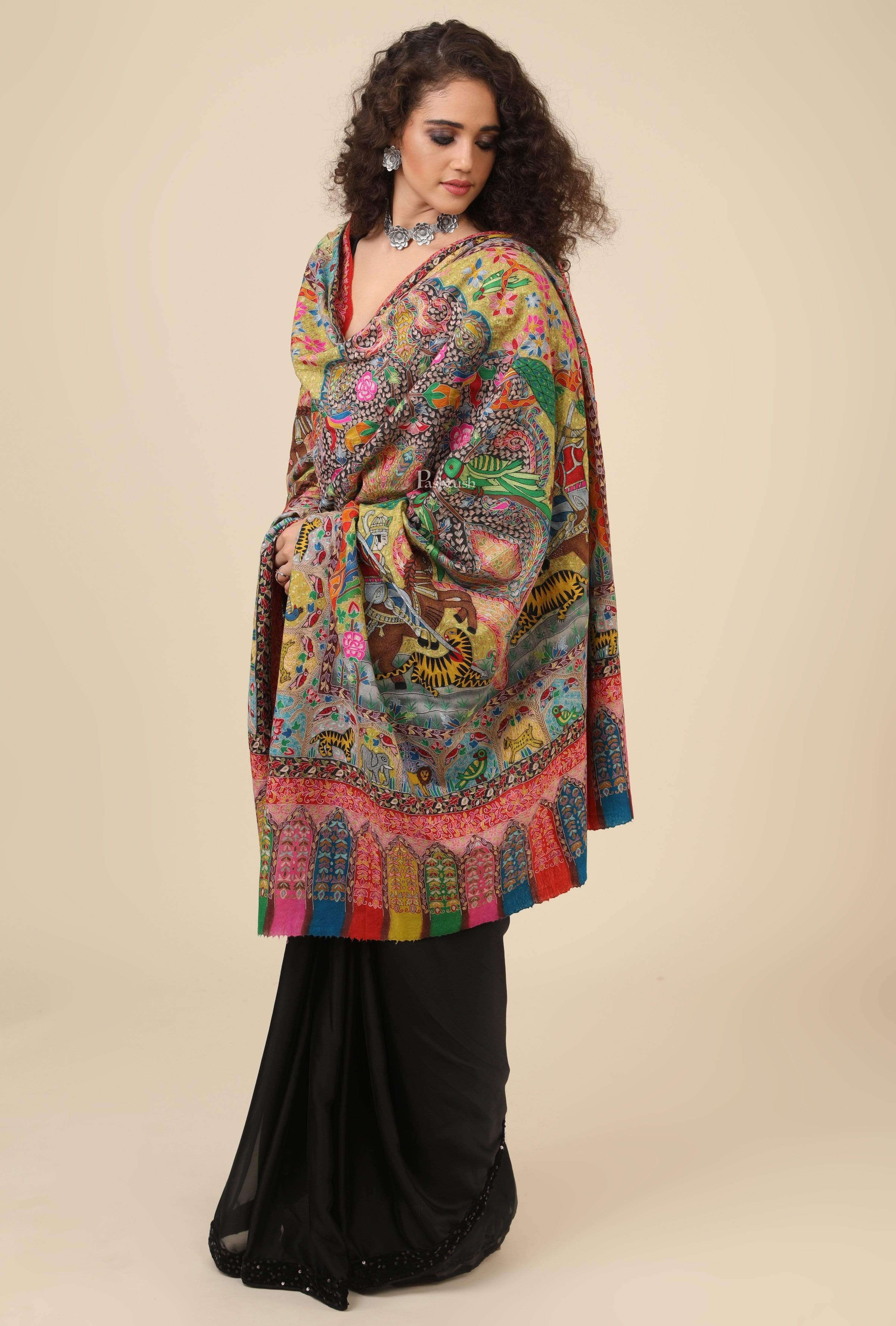 Pashtush Women'S Handmade Kalamkari Shawl, Multicoloured - Image 6