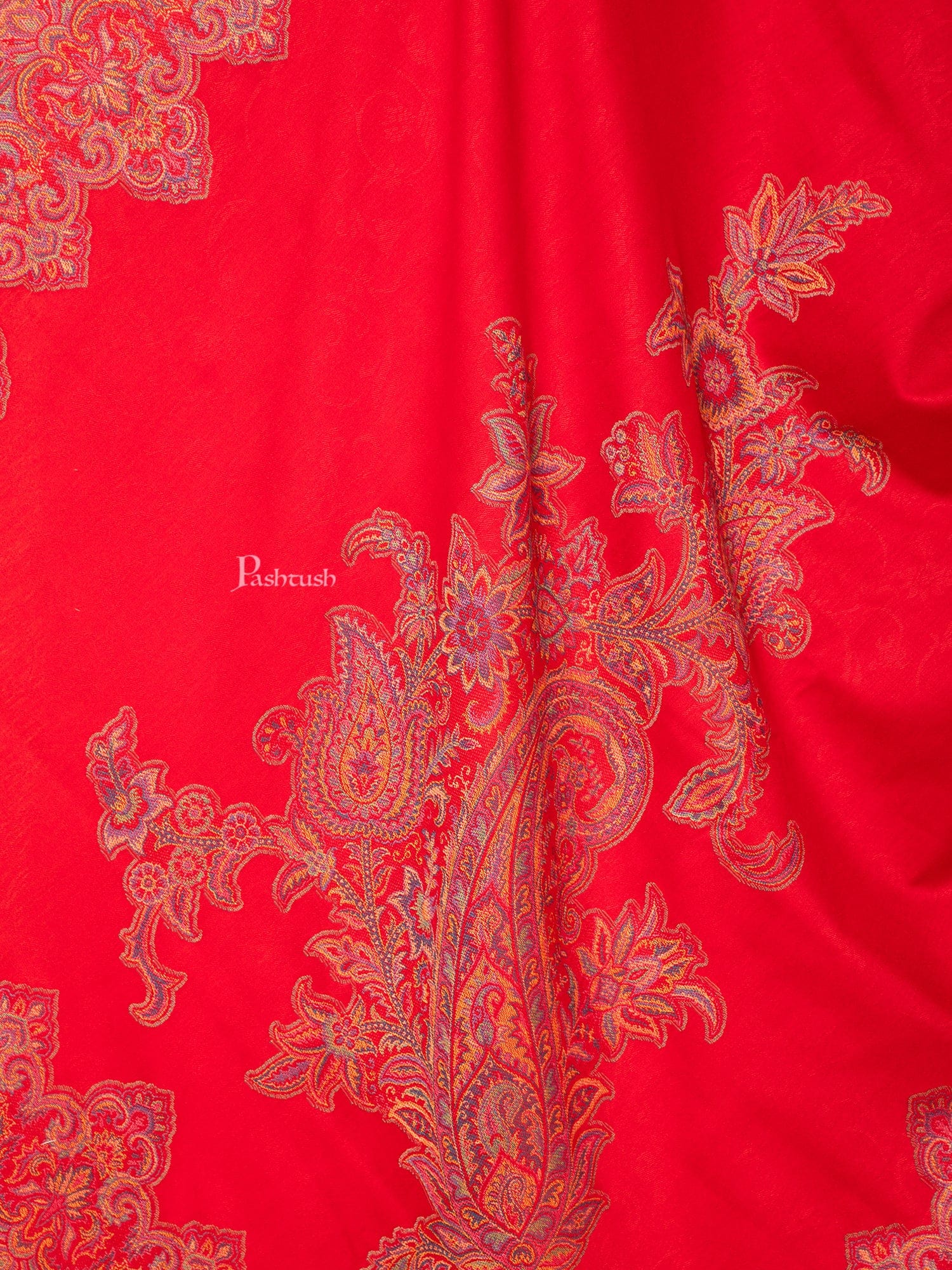 Pashtush Women'S Jacquard Ambi Shawl, Warm And Soft, Faux Pashmina, Red - Image 2