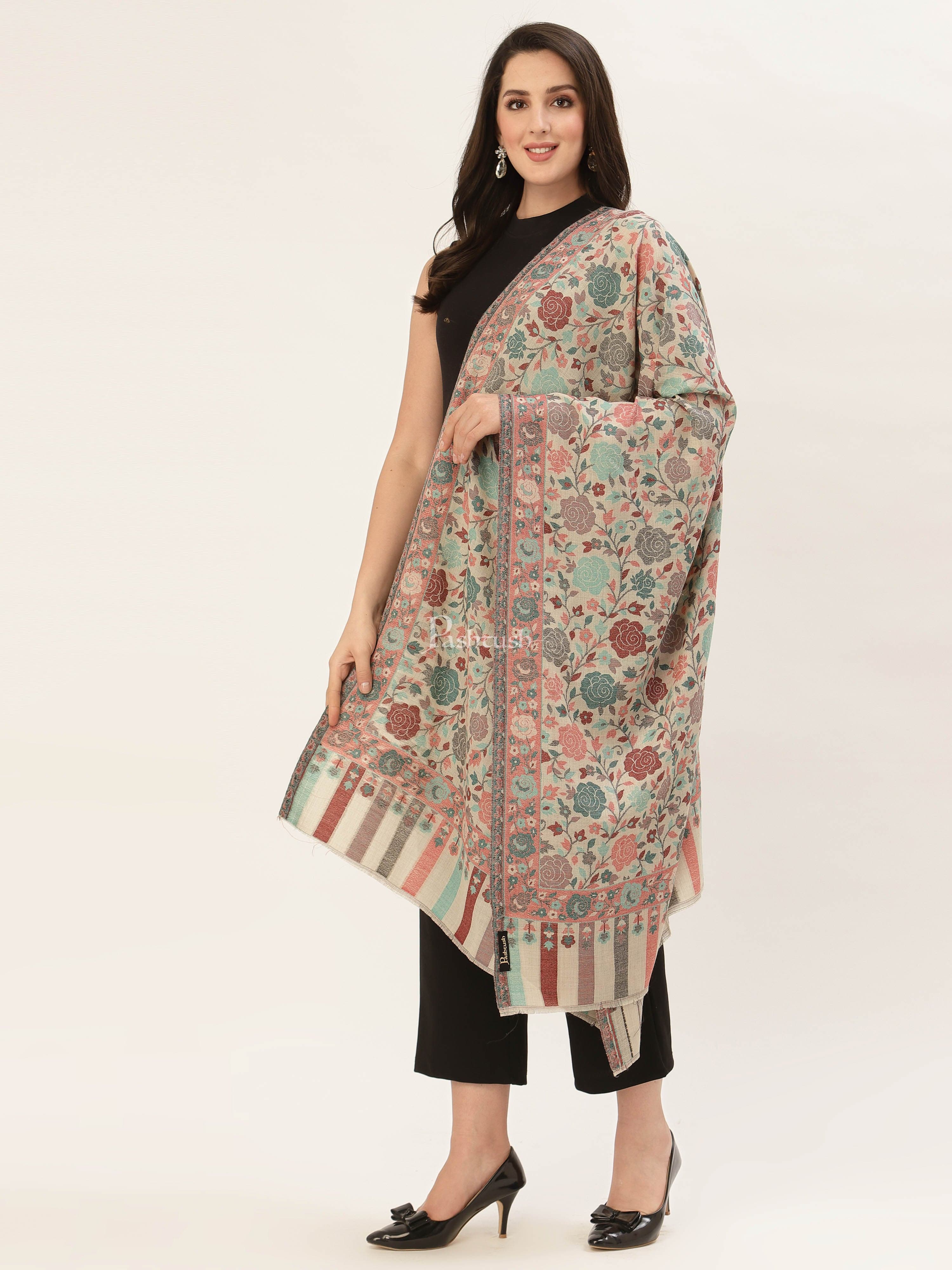 Pashtush Women's Jacquard Ethnic Light Weight Floral Stole , Multicolour - Image 5
