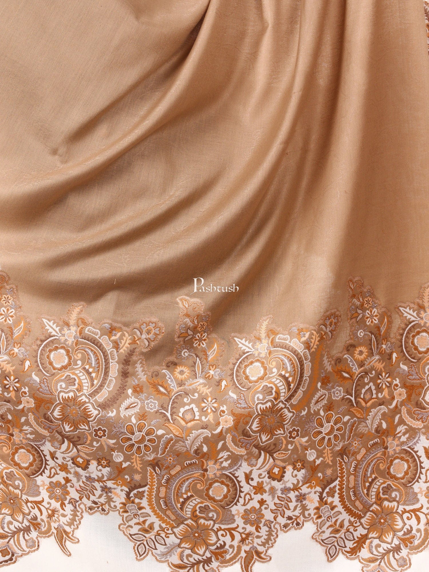 Pashtush Women'S Jacquard Palla Shawl, Warm And Soft, Faux Pashmina Beige - Image 2