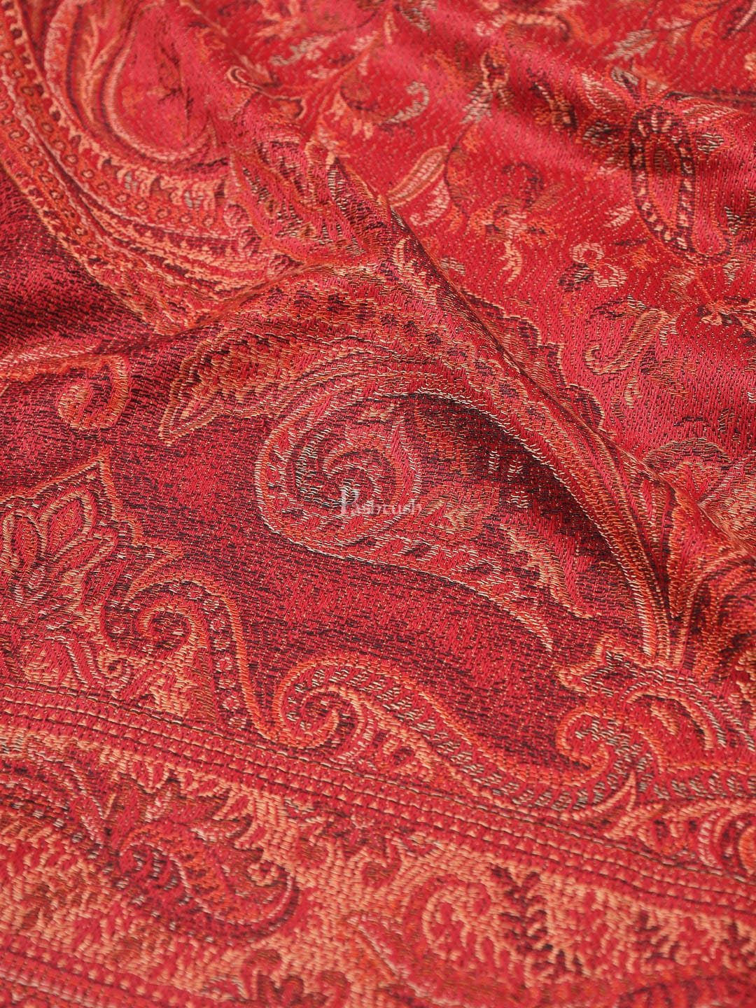 Pashtush Women's Jamawar Shawl, Maroon - Image 2