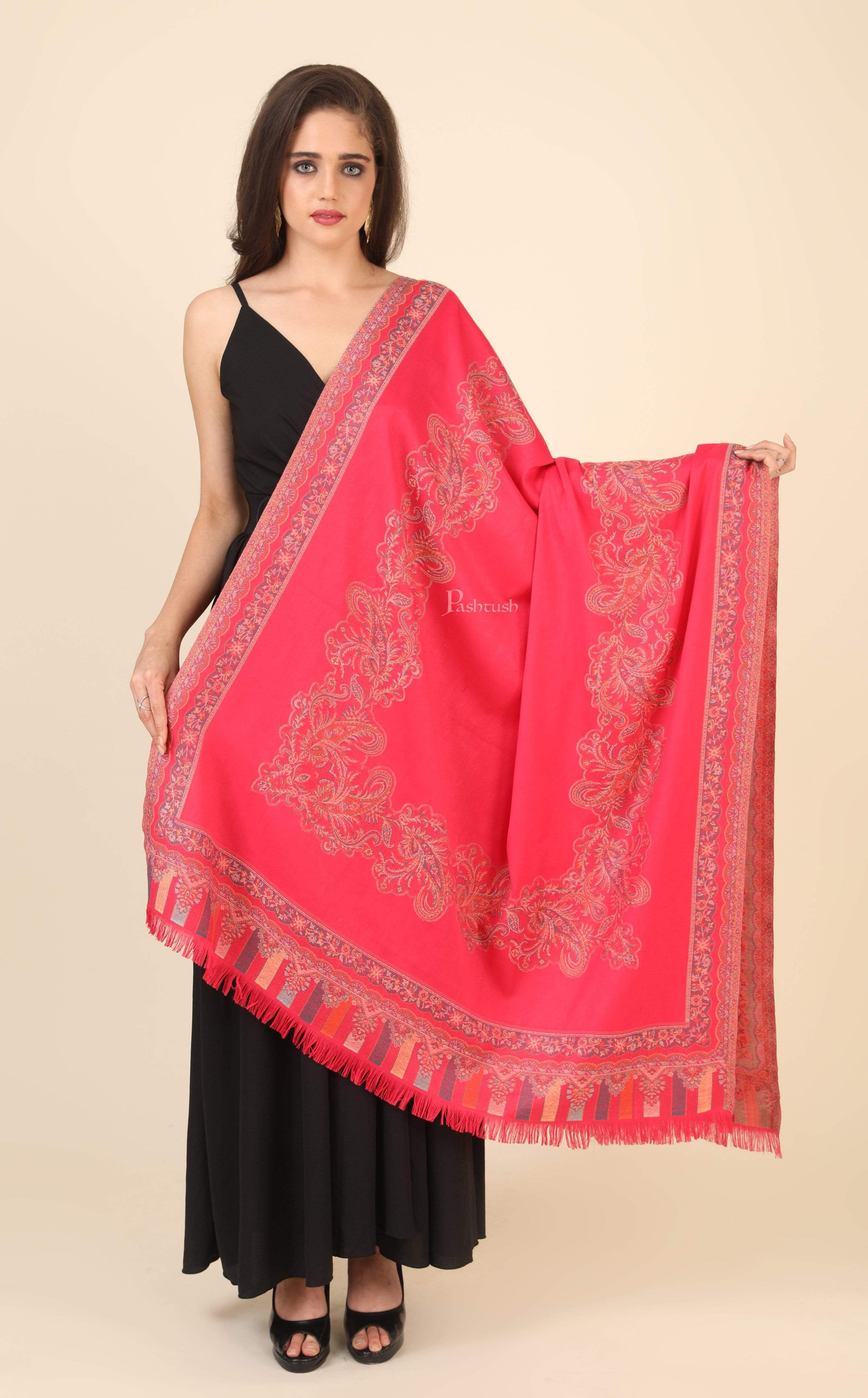 Pashtush Women'S Jamawar Shawl, Faux Pashmina