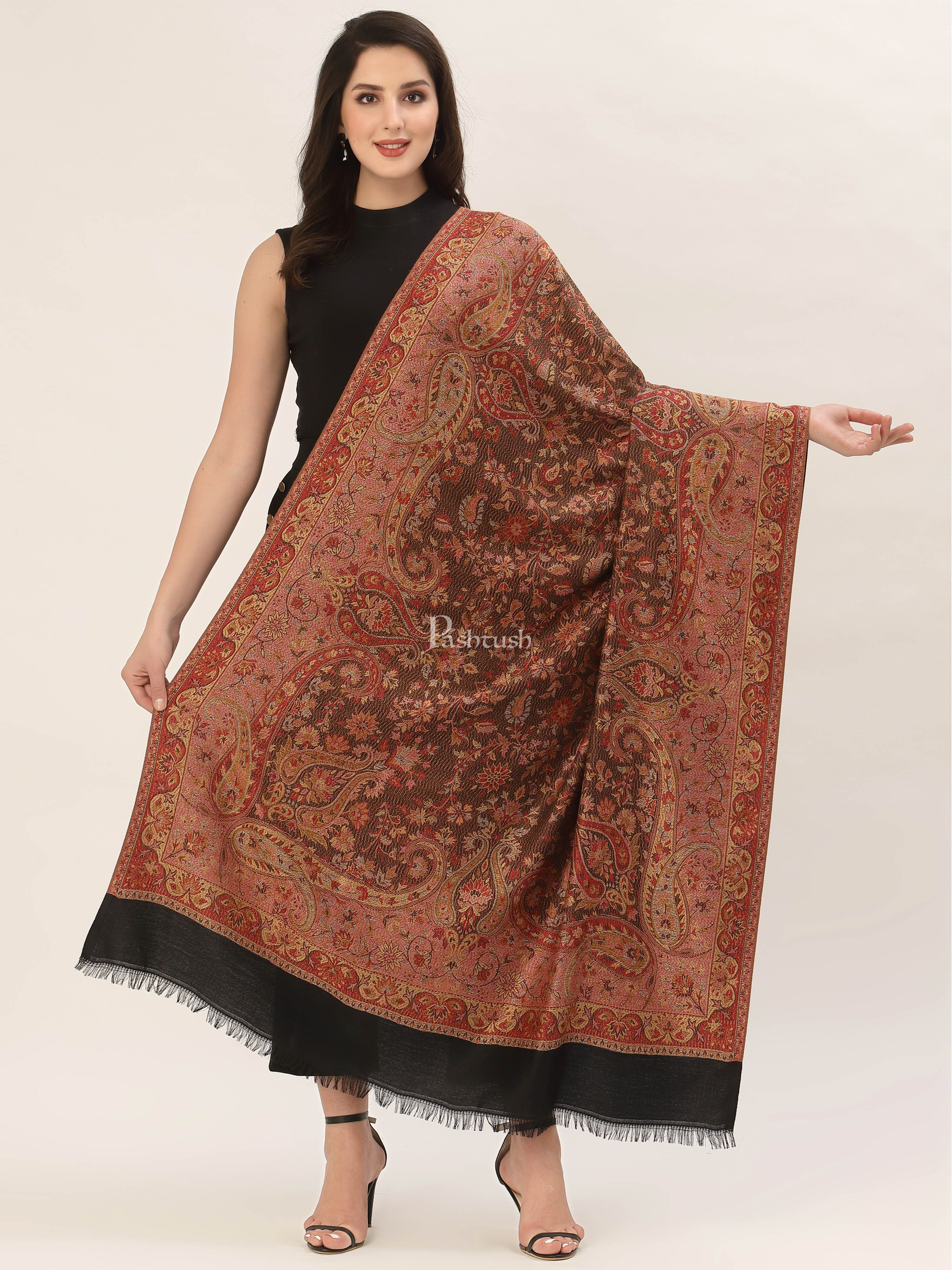 Pashtush Women'S Jamawar Shawl, Faux Pashmina - Image 2