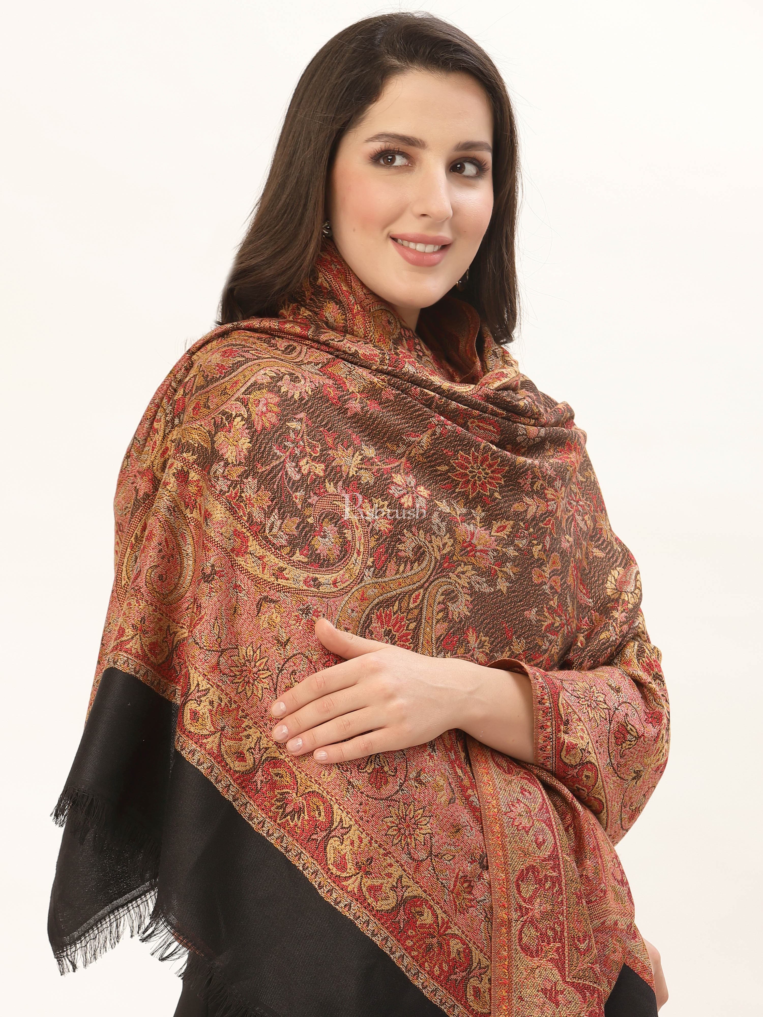 Pashtush Women'S Jamawar Shawl, Faux Pashmina - Image 4