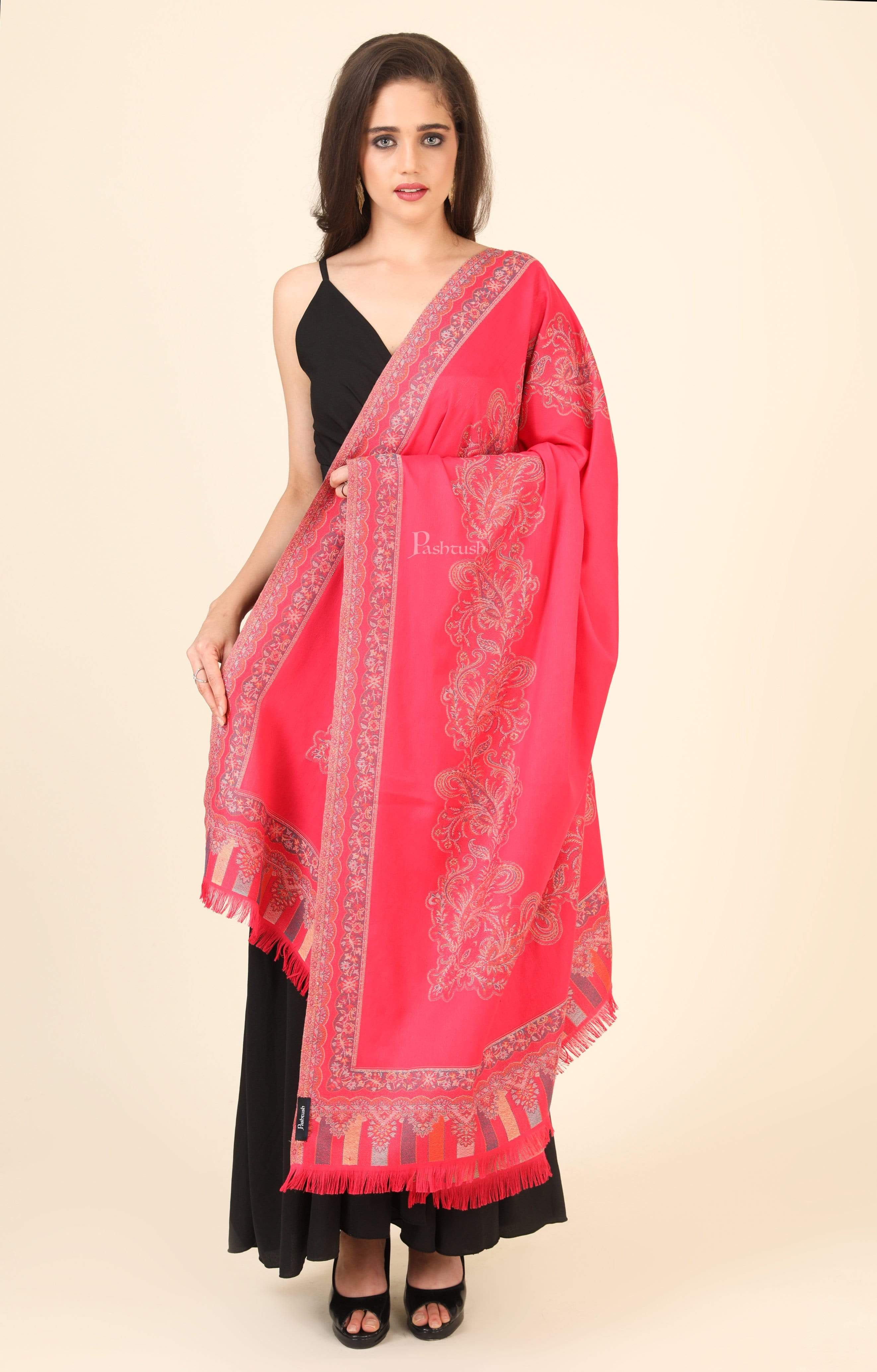 Pashtush Women'S Jamawar Shawl, Faux Pashmina - Image 3