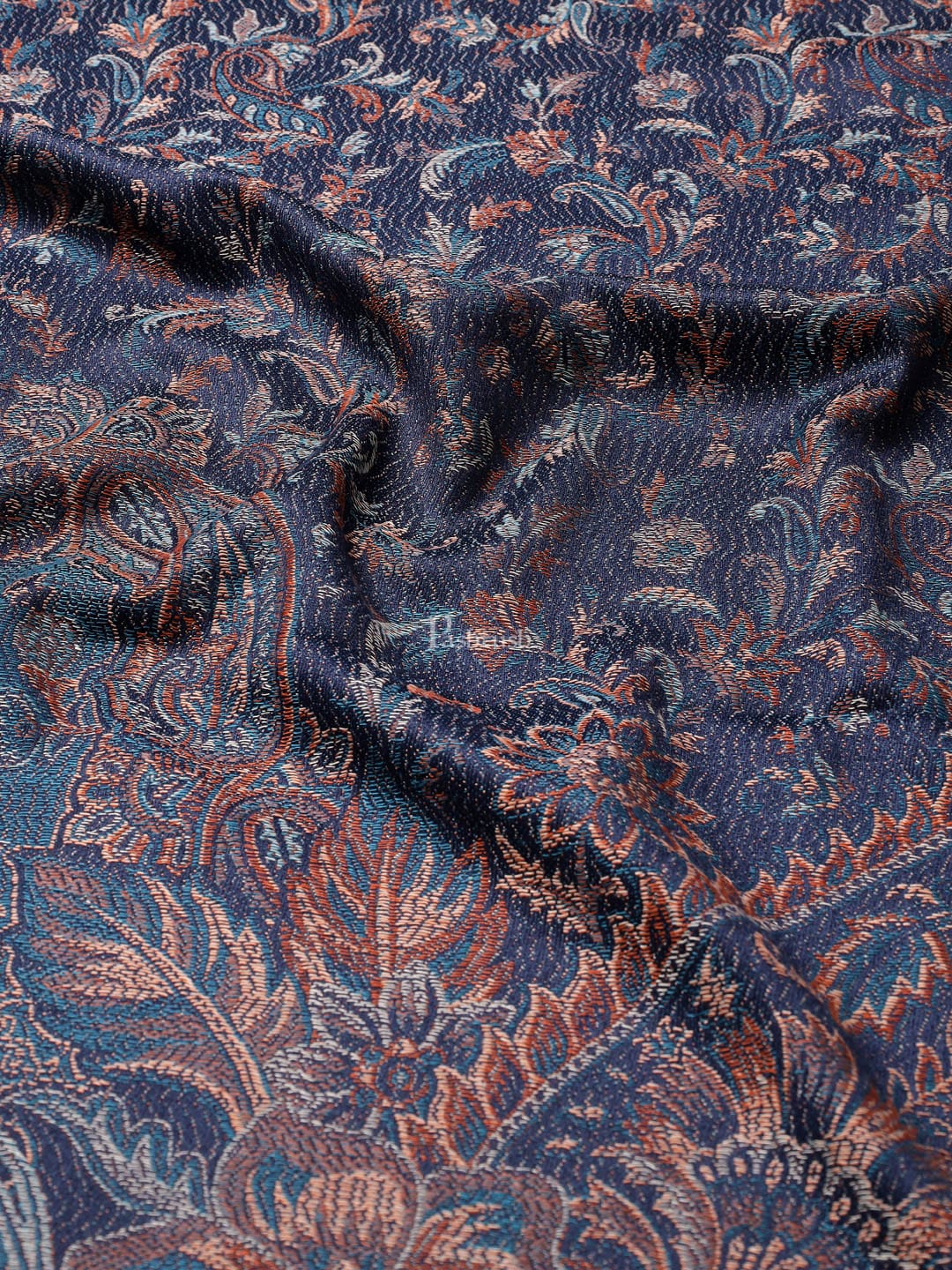 Pashtush Women'S Jamawar Shawl, Navy Blue - Image 2