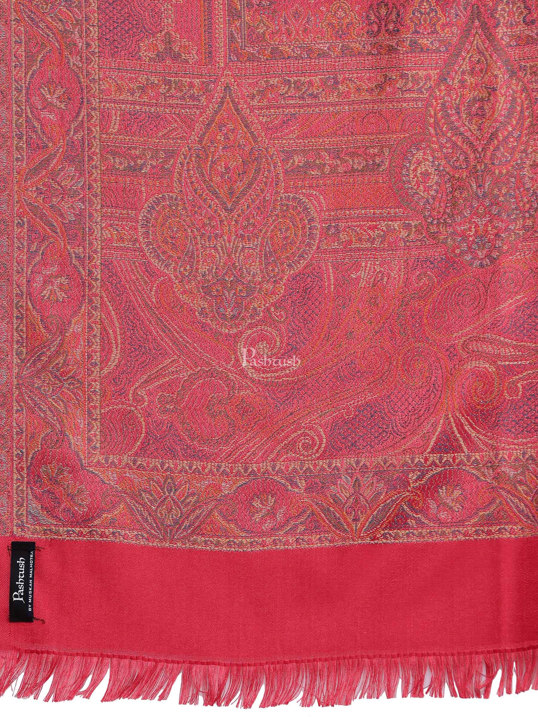 Pashtush Women's Jamawar Shawl, Pink - Image 2