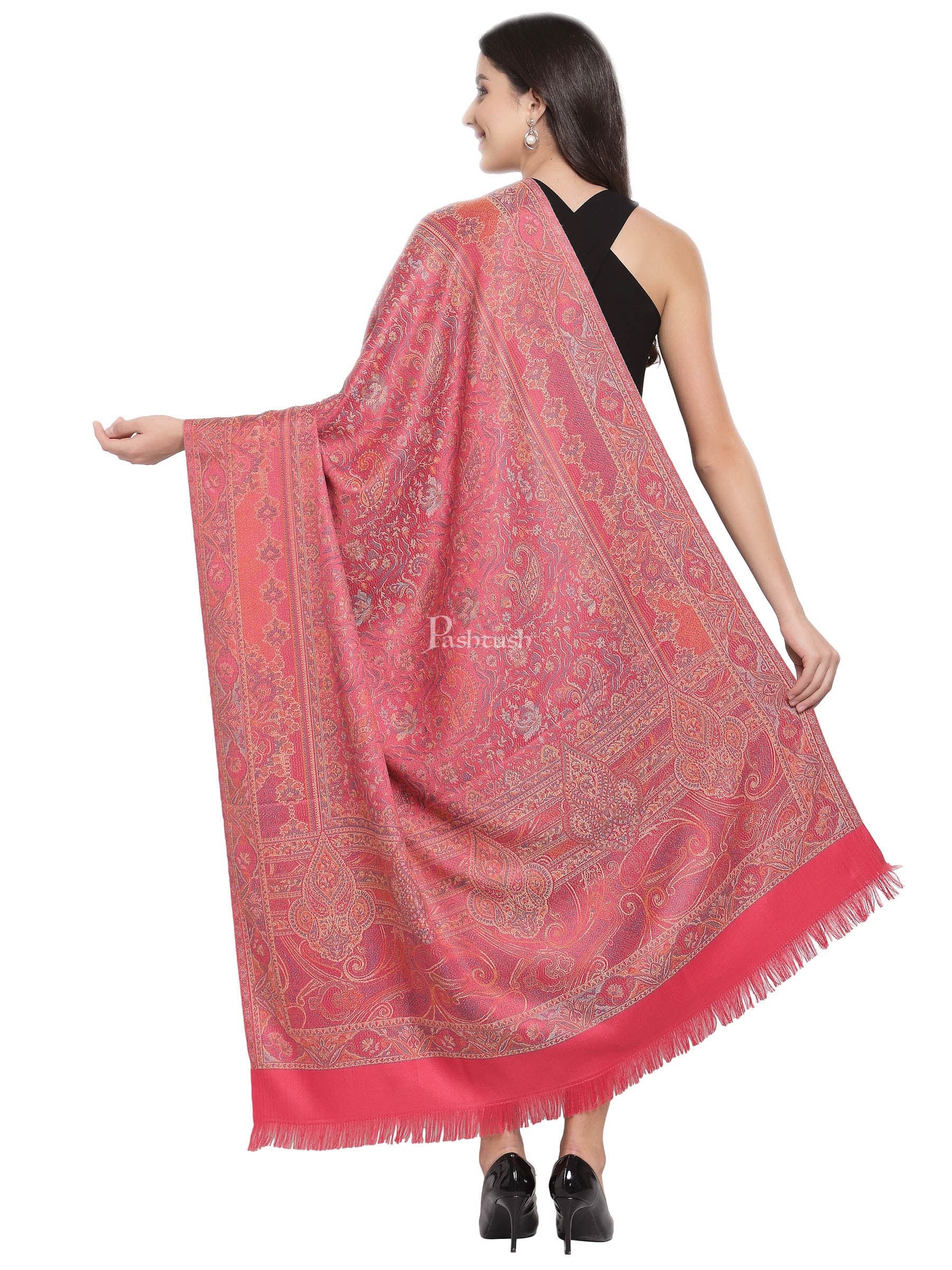 Pashtush Women's Jamawar Shawl, Pink - Image 3