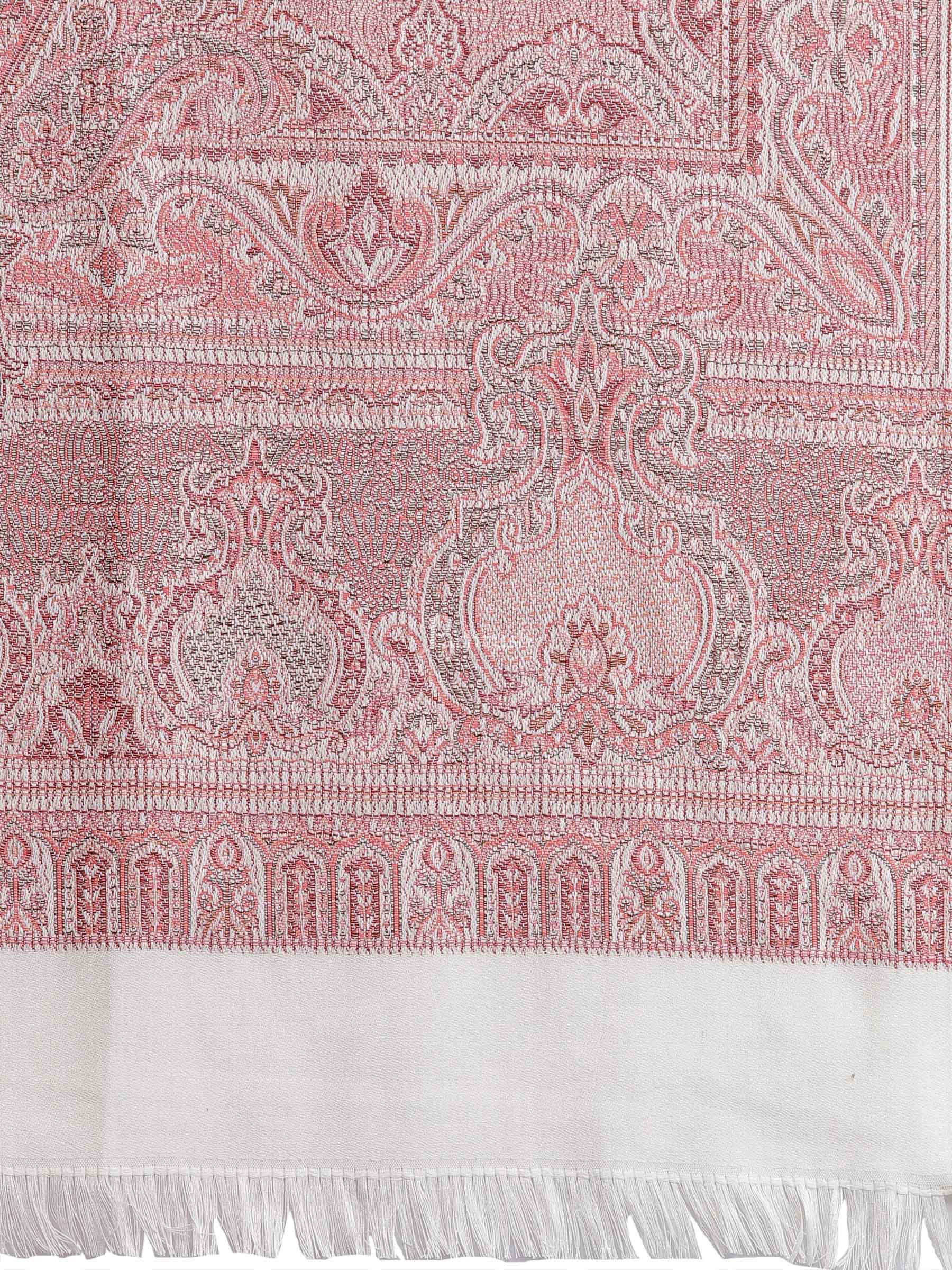 Pashtush Women'S Jamawar Shawl, Salmon - Ivory - Image 2