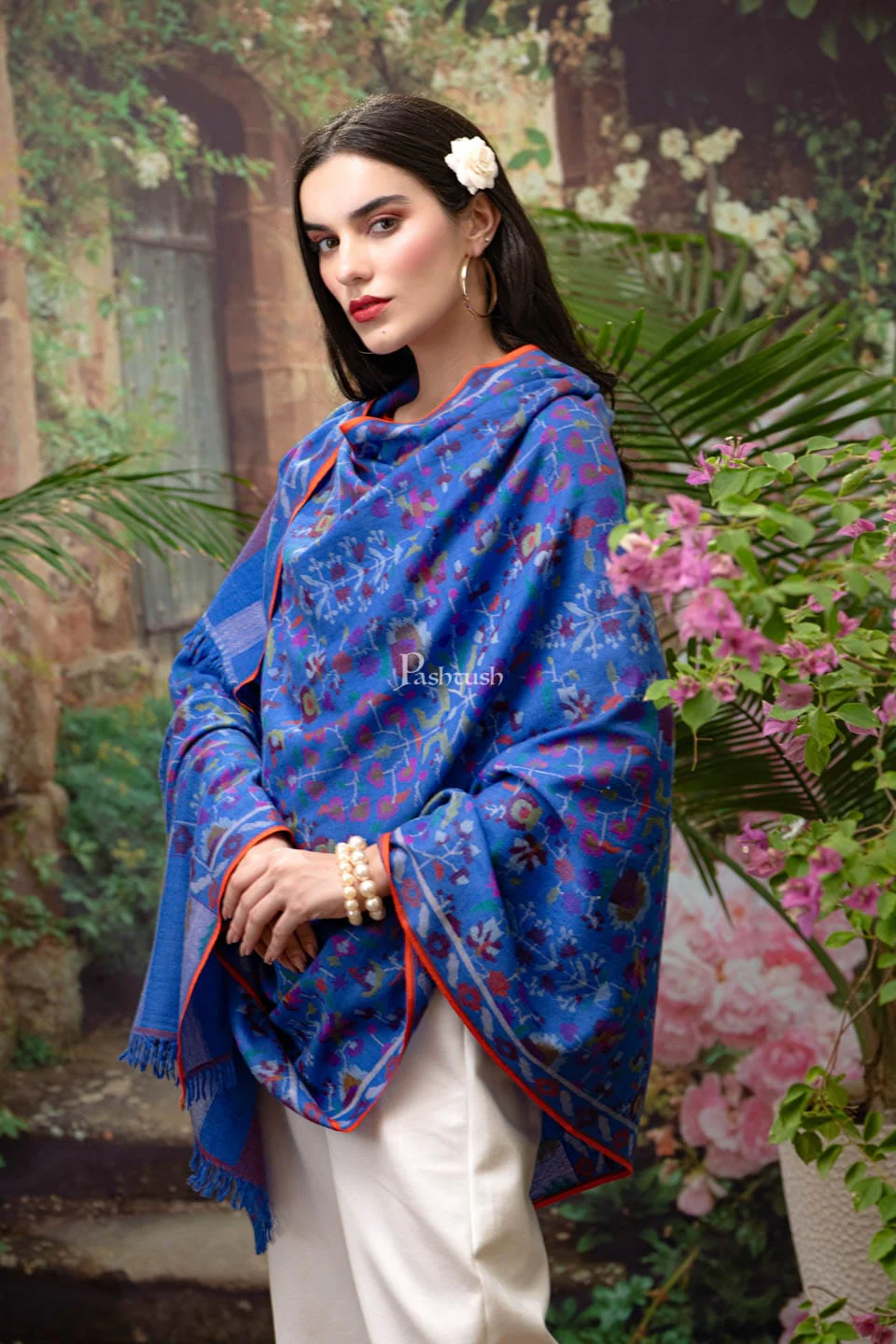 Pashtush Womens Kaani Pashmina Shawl, 100% Hand Woven, Multicolour - Image 5