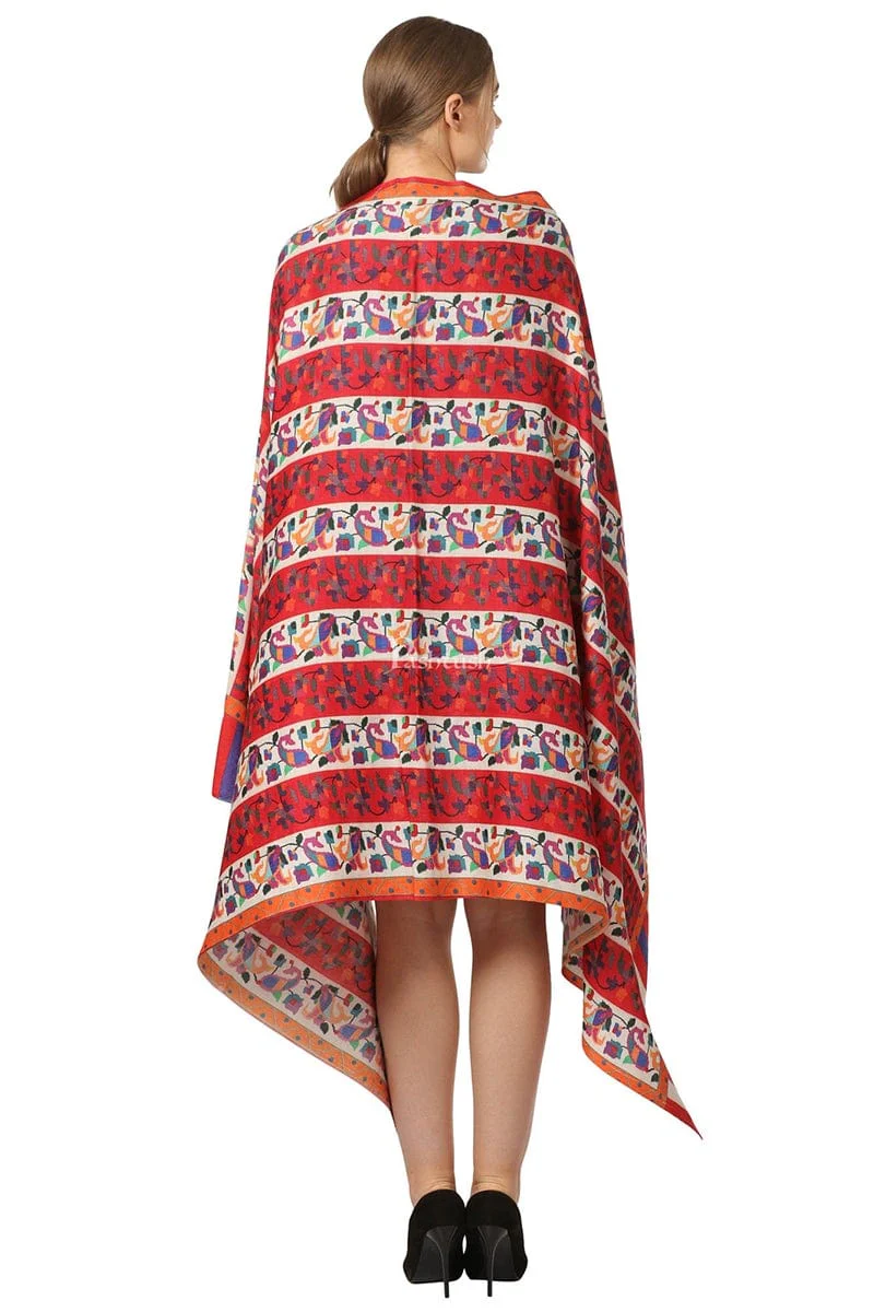 Pashtush Womens Ethnic Print Shawl, Multicoloured, 100% Pure Wool (Woolmark Certified) - Image 4