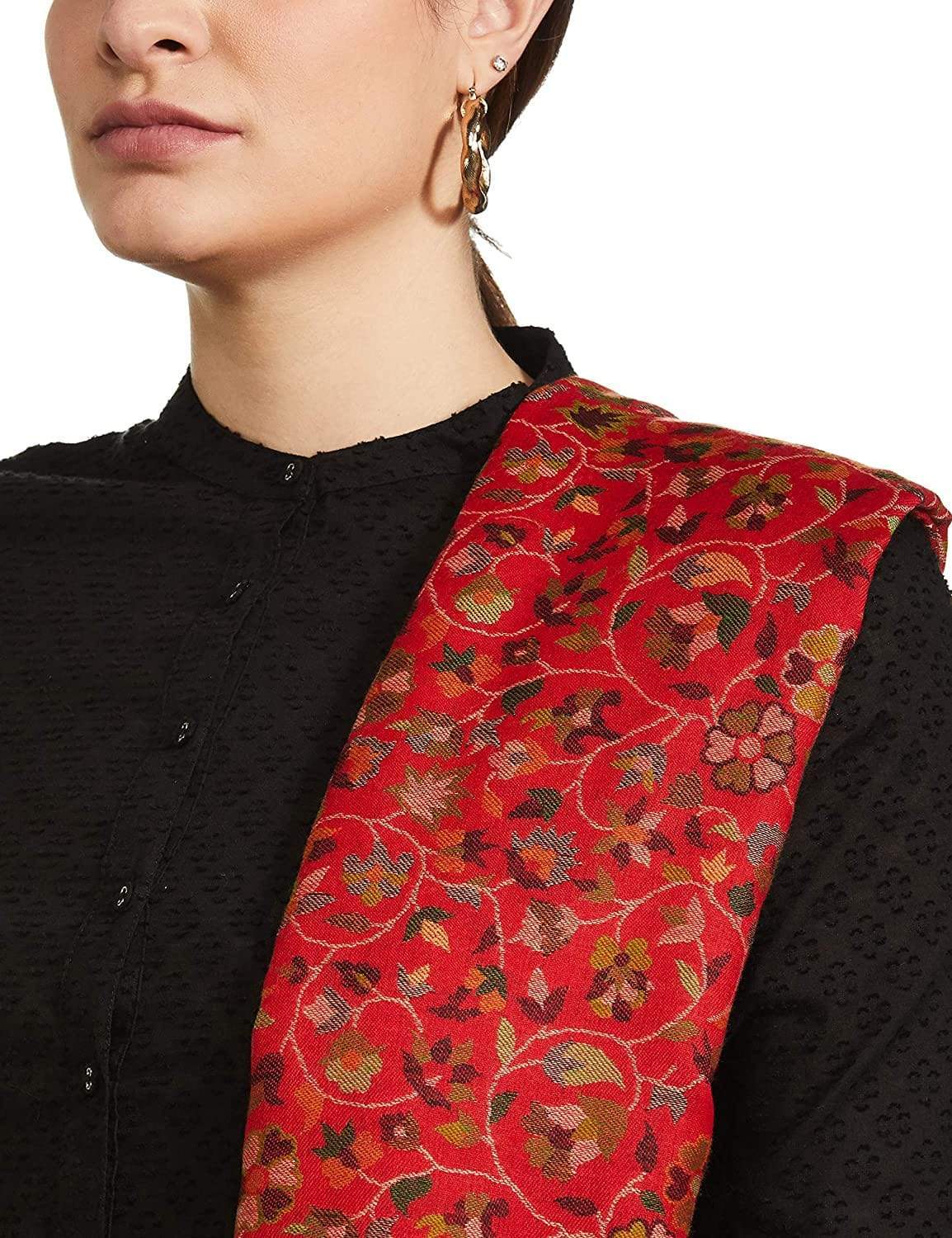 Pashtush Womens Ethnic Shawl, Faux Pashmina, Soft And Warm, Crimson - Image 10