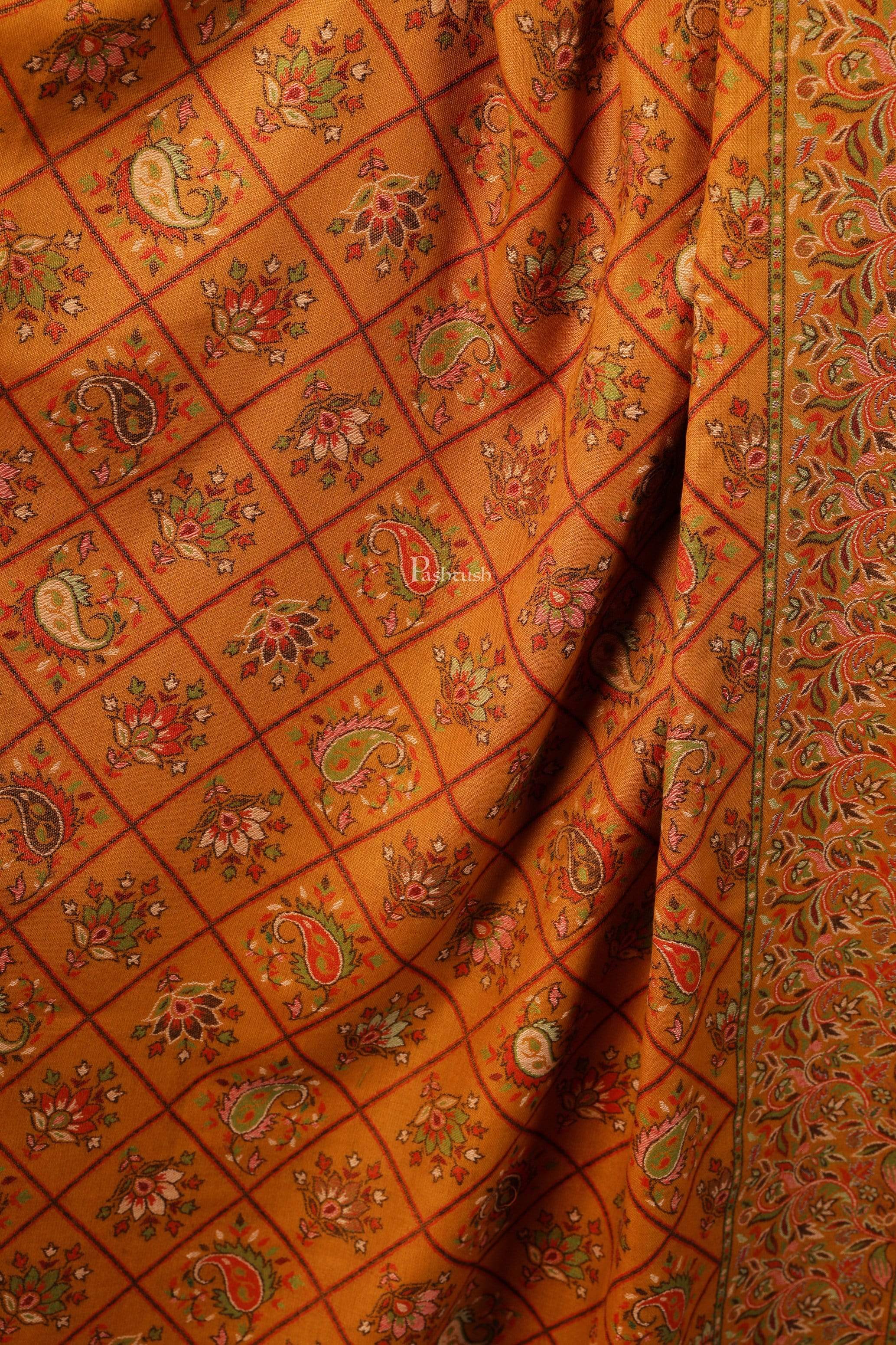 Pashtush Womens Ethnic Shawl, Faux Pashmina, Soft And Warm, Mustard - Image 2