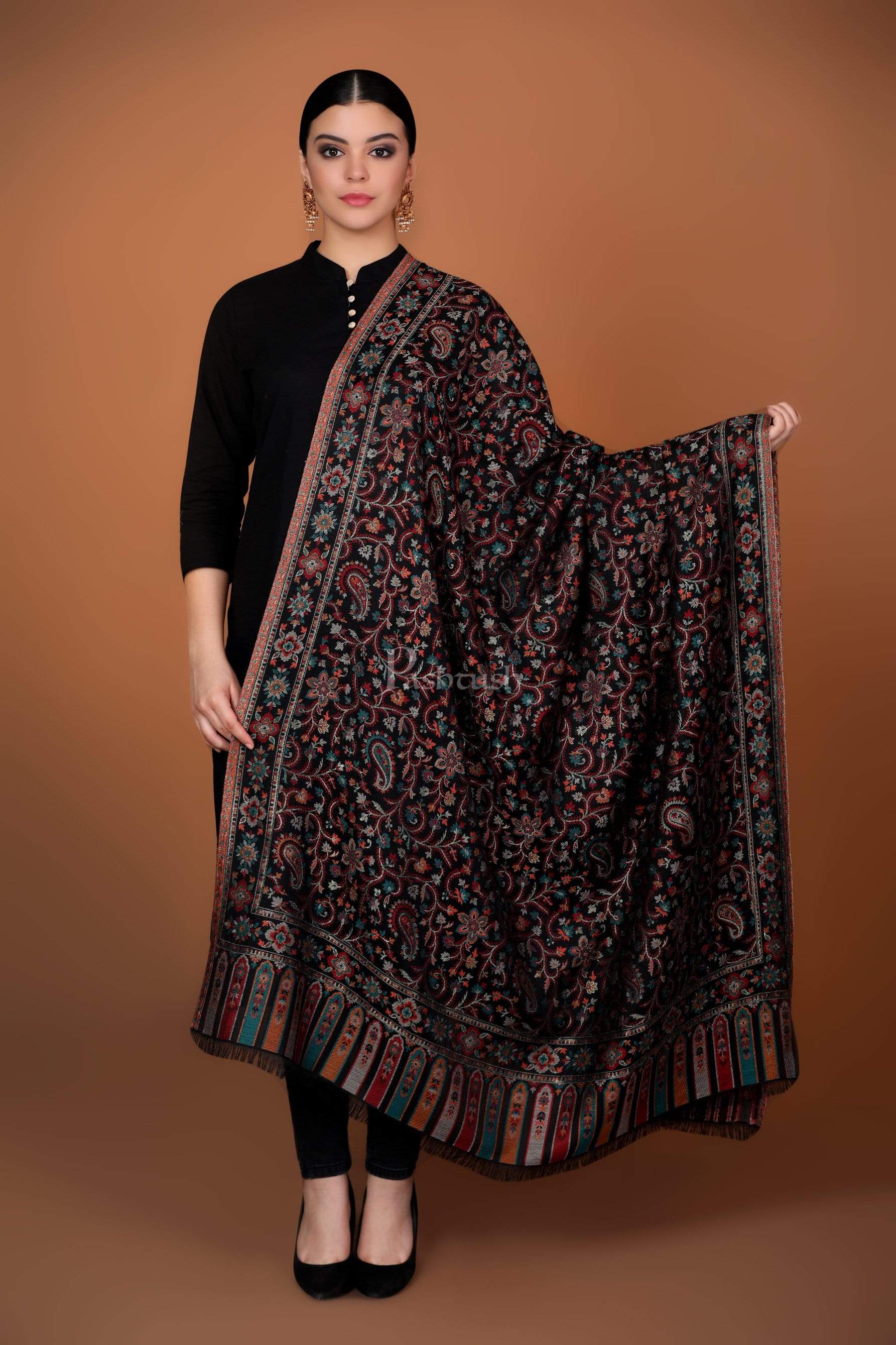 Pashtush Womens Ethnic Shawl, Faux Pashmina, Soft And Warm, Multi Coloured