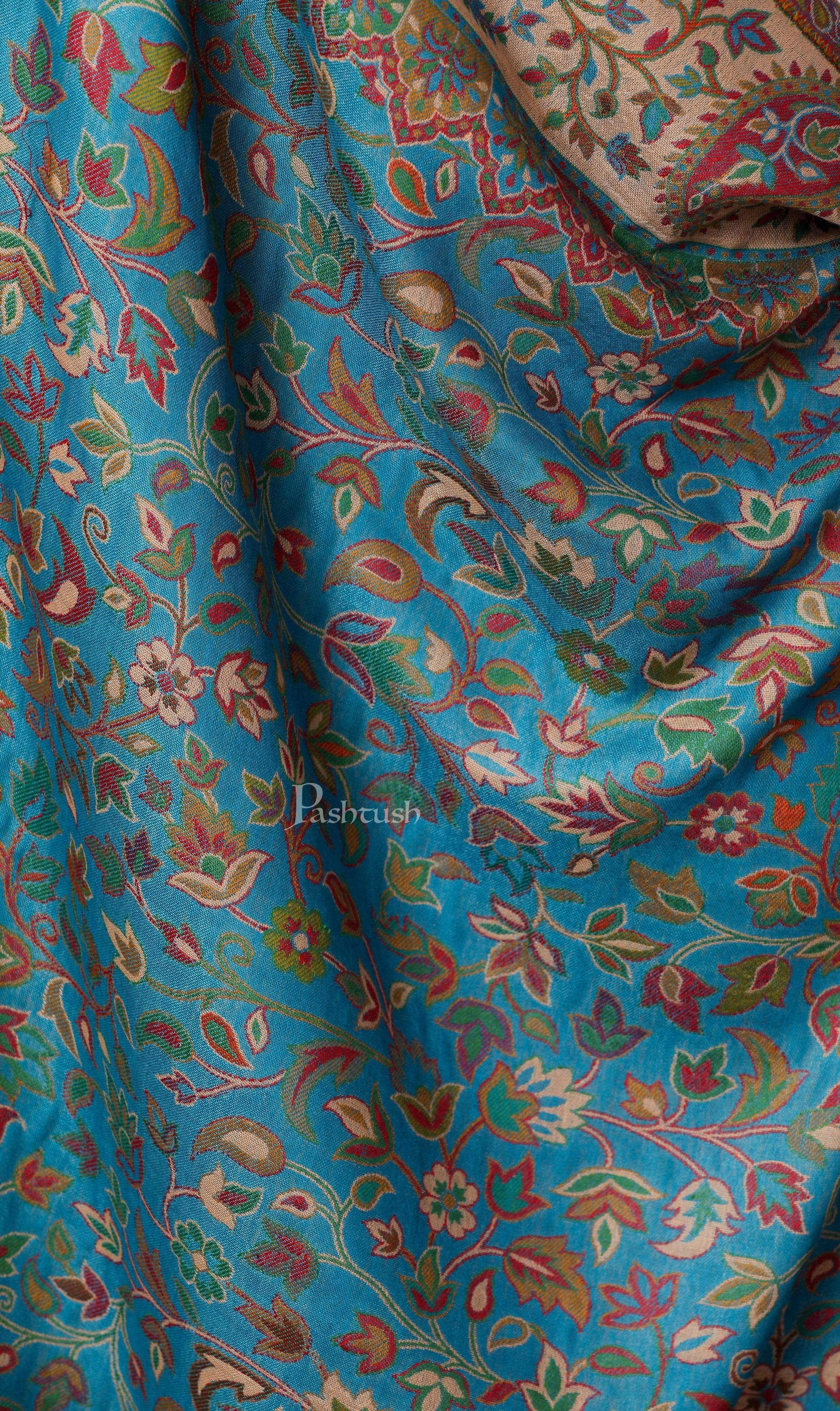 Pashtush Womens Ethnic Shawl, Faux Pashmina, Soft And Warm, Paradise Blue - Image 4