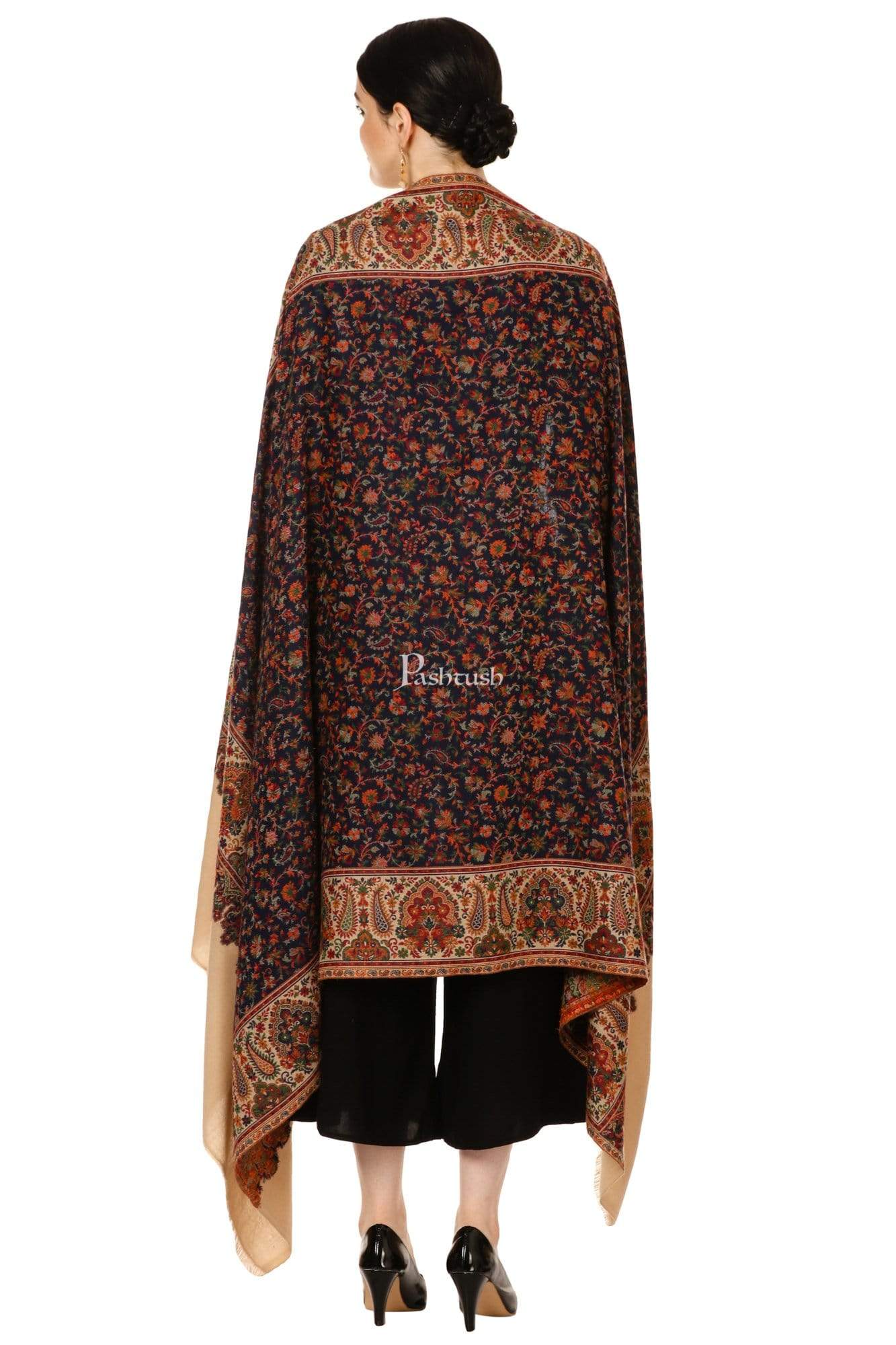 Pashtush Womens Ethnic Shawl, Faux Pashmina, Woven Jacquard Design With Woven Paisleys, Soft And Warm Faux Pashmina - Image 6