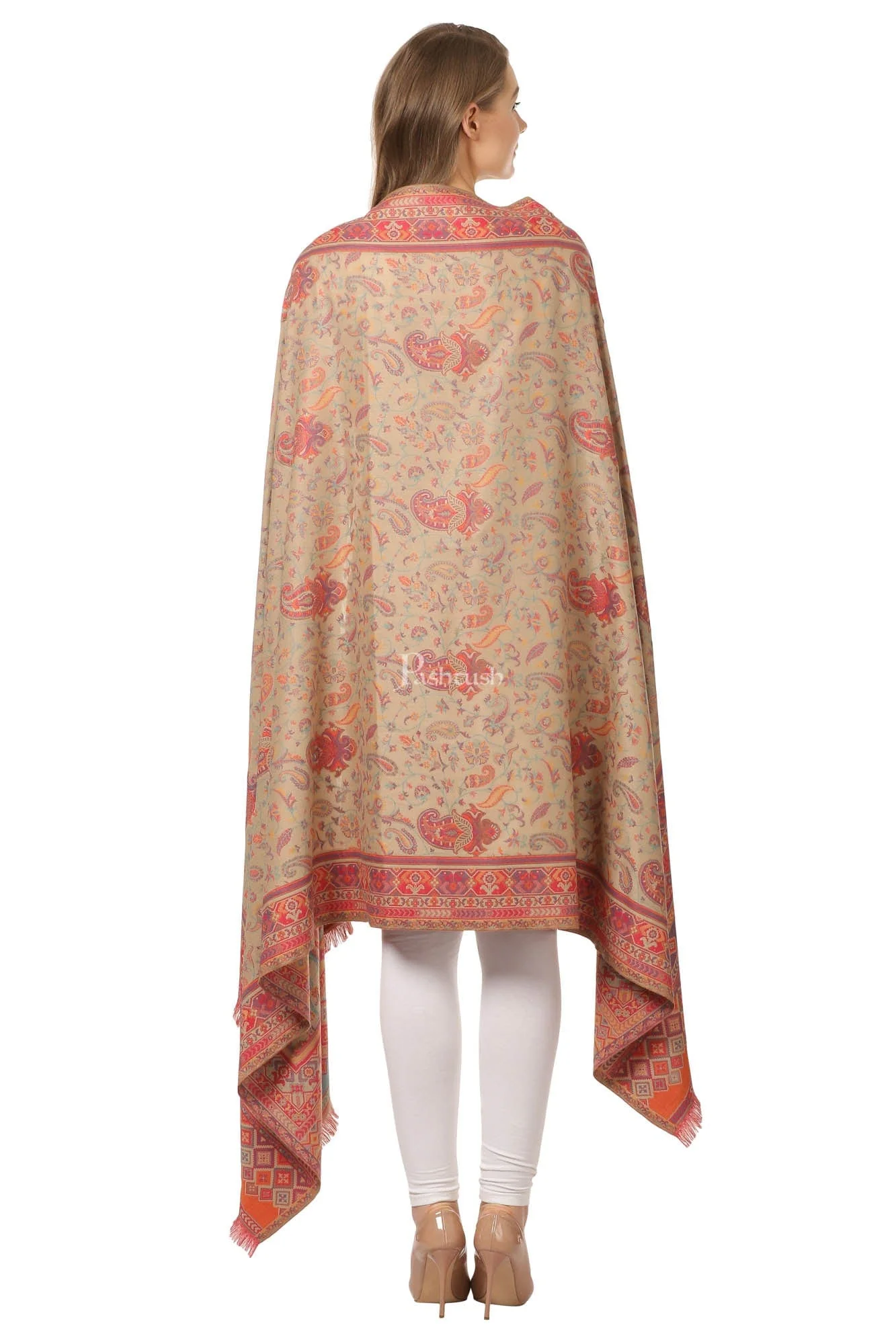 Pashtush Womens Ethnic Shawl, Faux Pashmina, Woven Jacquard Design With Woven Paisleys, Soft And Warm Faux Pashmina - Image 4
