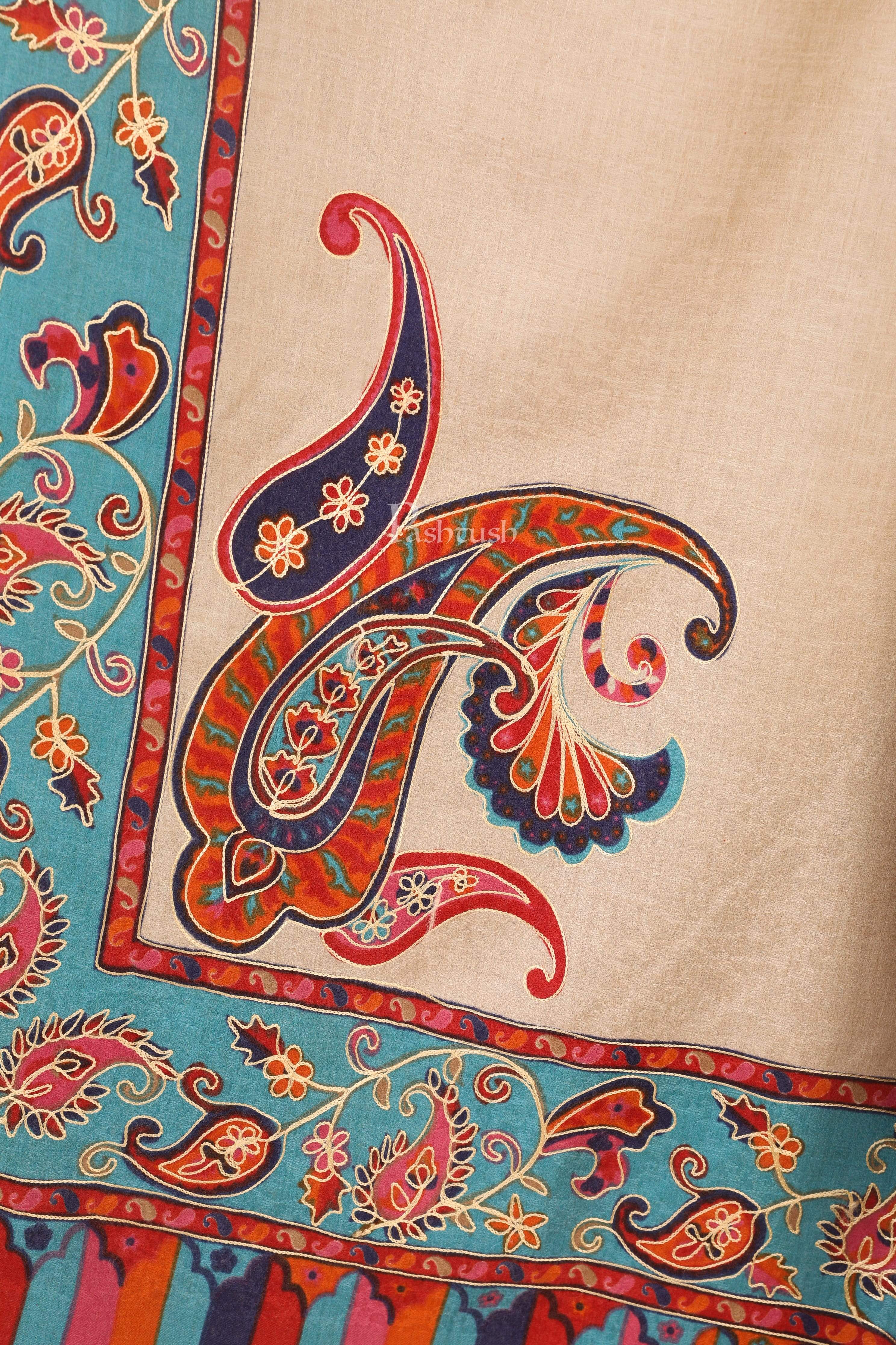 Pashtush Womens Kalamkari Embroidery Shawl, Fine Wool Shawls, Medium - Image 2