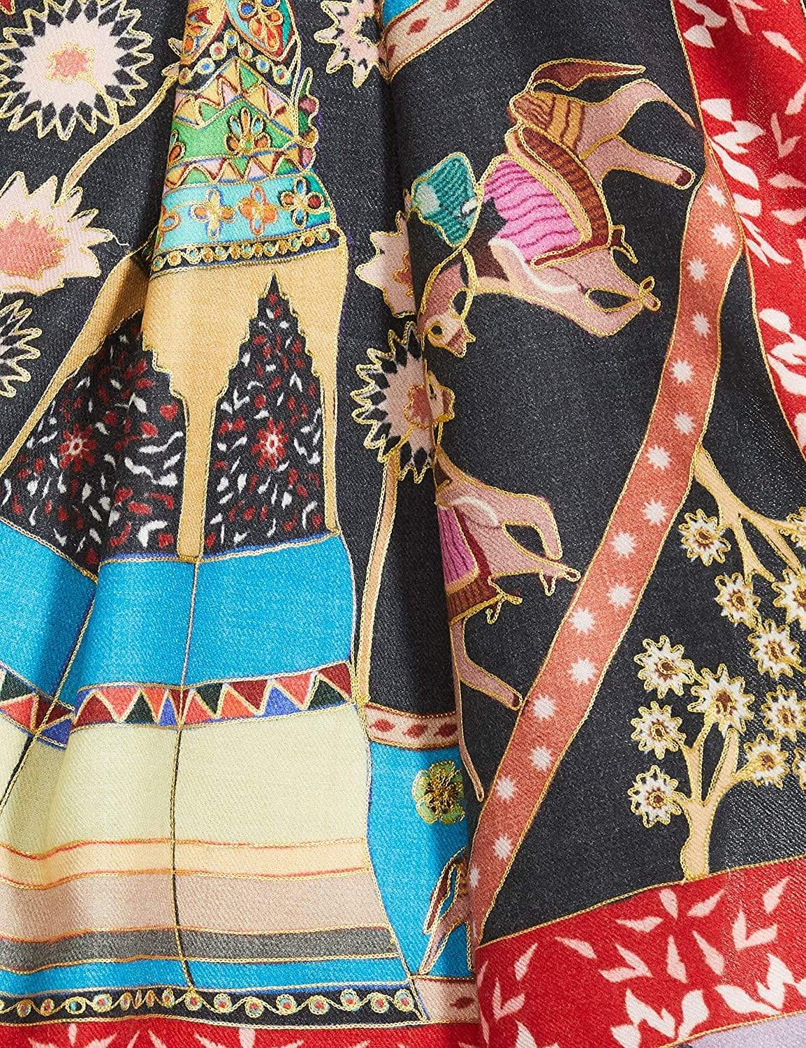 Pashtush Womens Kalamkari Shawl, Multicoloured, With Outline Embroidery, 100% Pure Woolmark Certified - Image 2