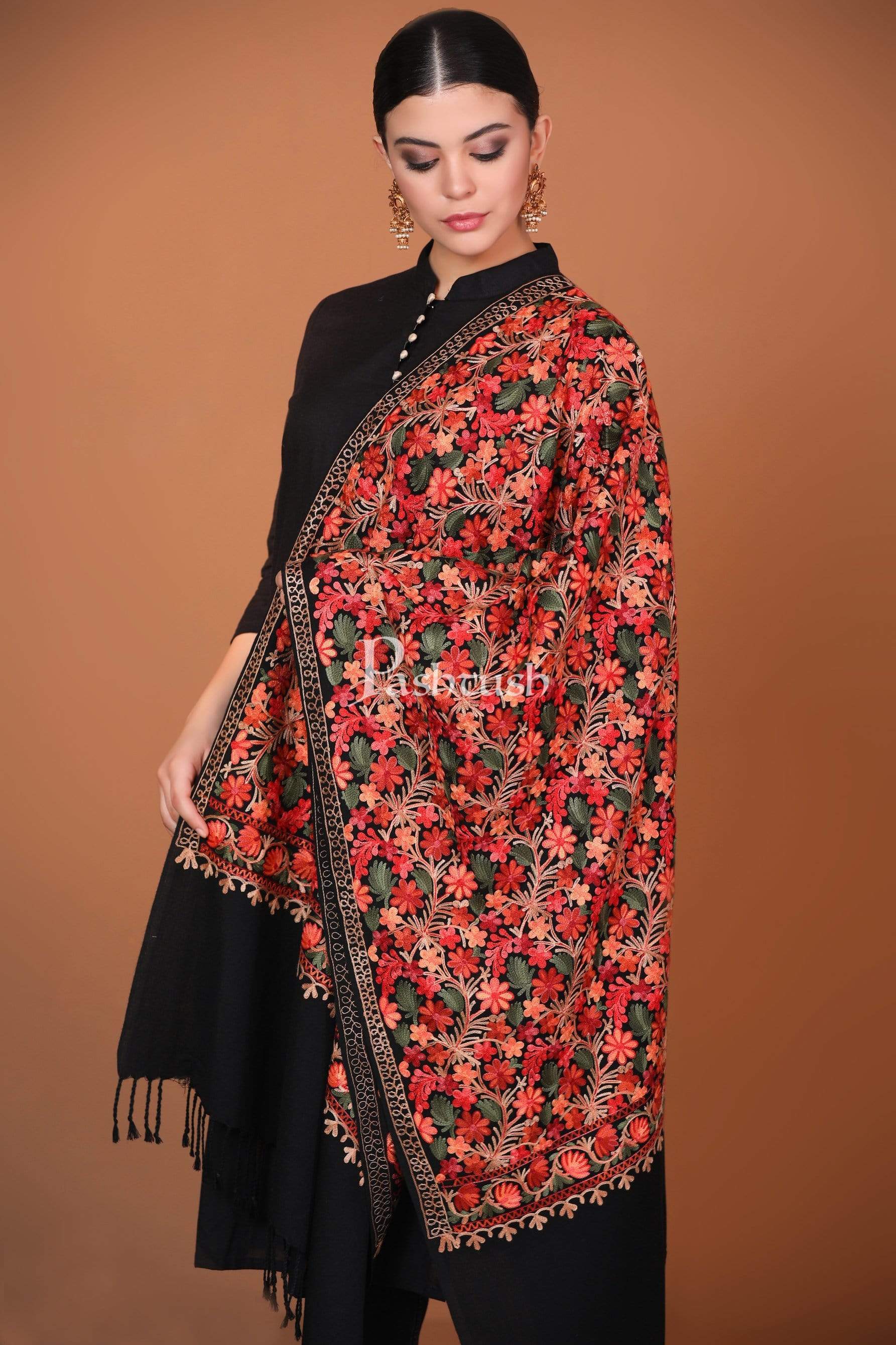 Pashtush Womens Aari Embroidery Stole, Soft And Warm - Image 3