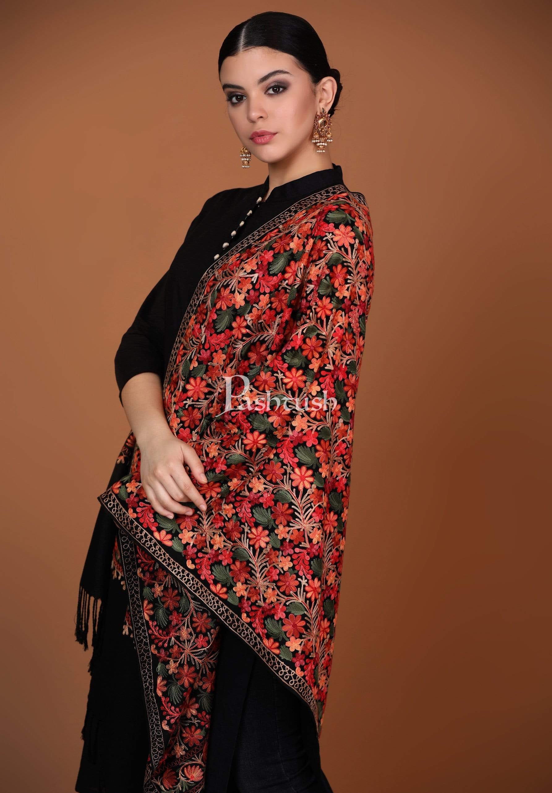 Pashtush Womens Aari Embroidery Stole, Soft And Warm - Image 4
