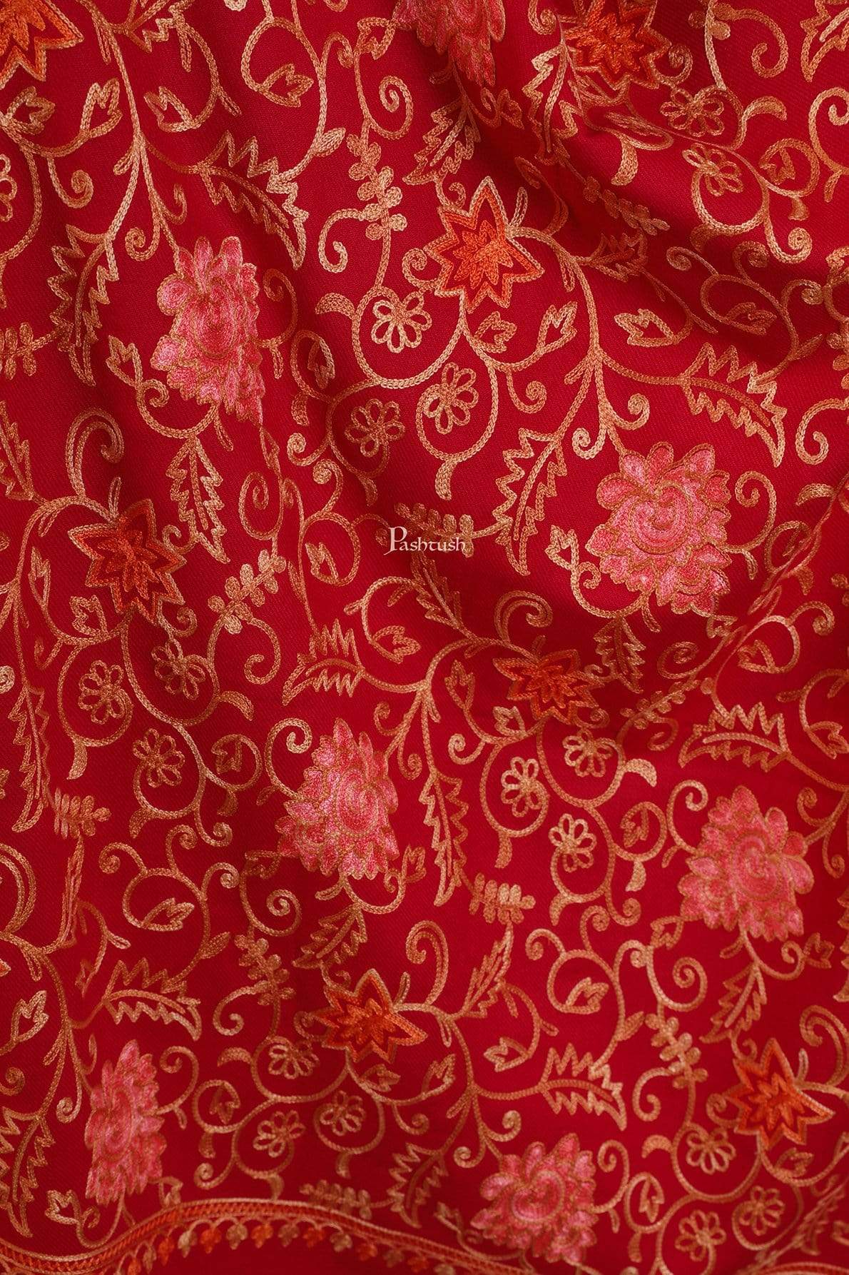 Pashtush Womens Aari Embroidery, Woollen Stole - Image 2