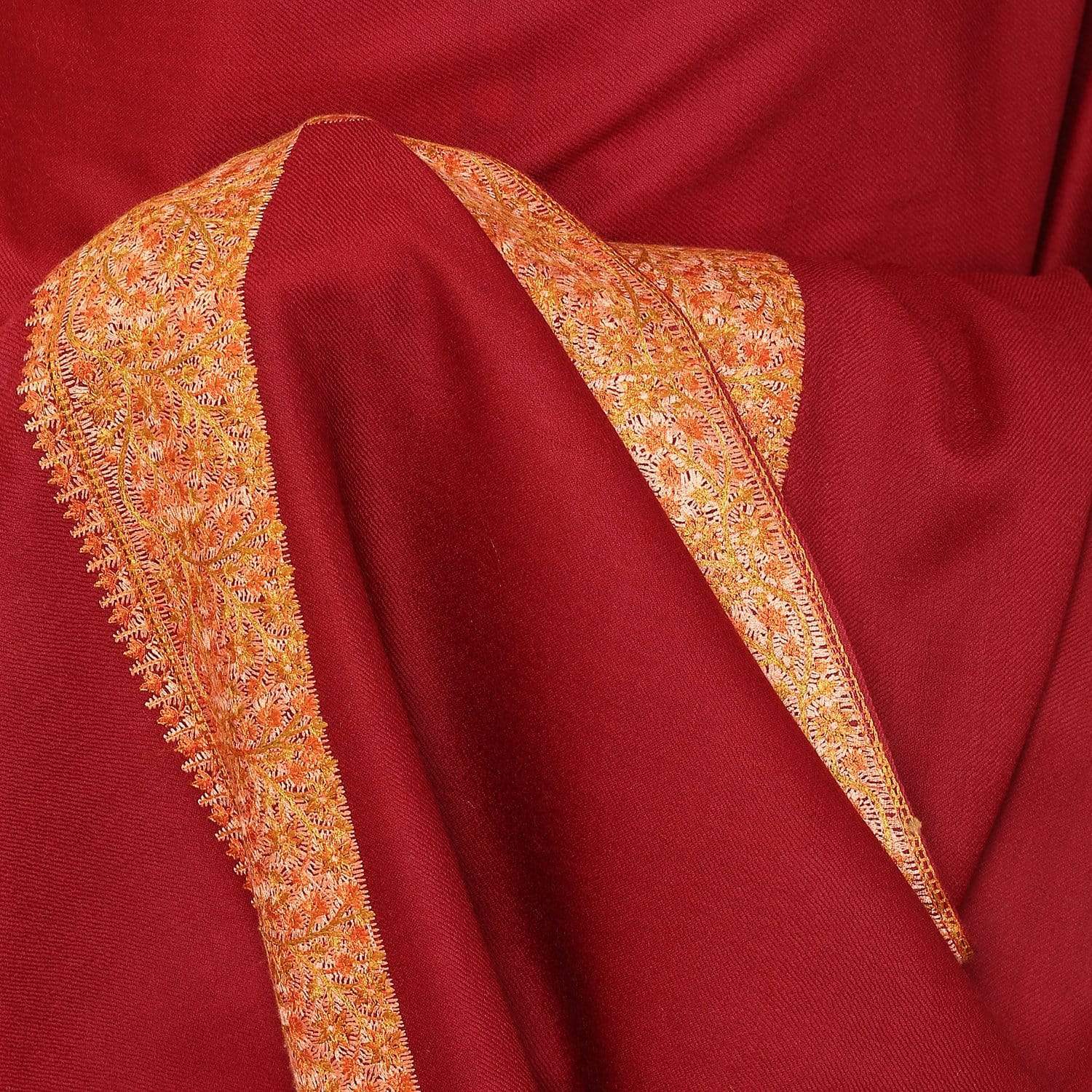 Pashtush Womens Hand Embroidery Shawl, 100% Pure Wool Shawls, Maroon - Image 2