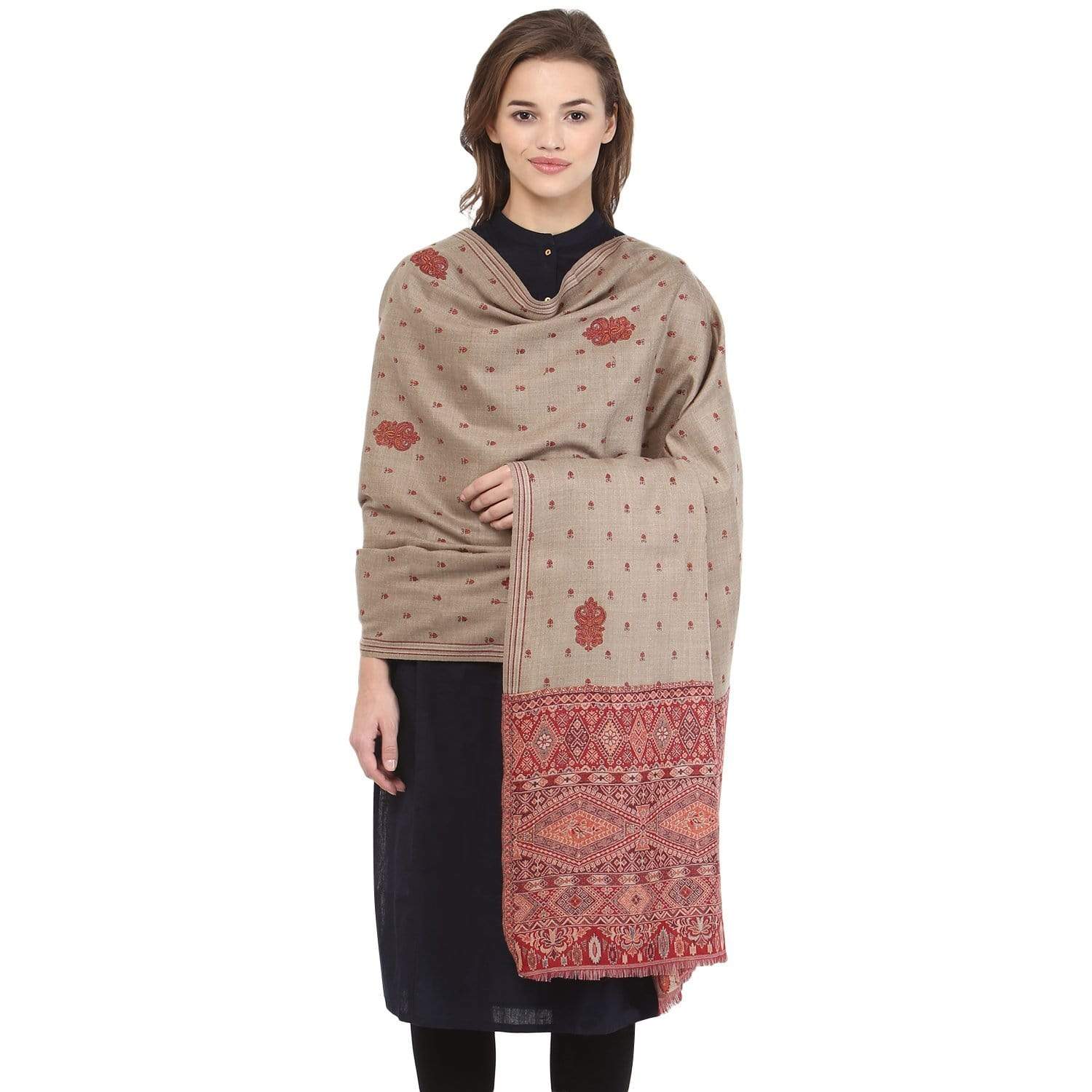 Pashtush Women'S Embroidery Shawl, Jacquard Palla, Needlework - Image 4