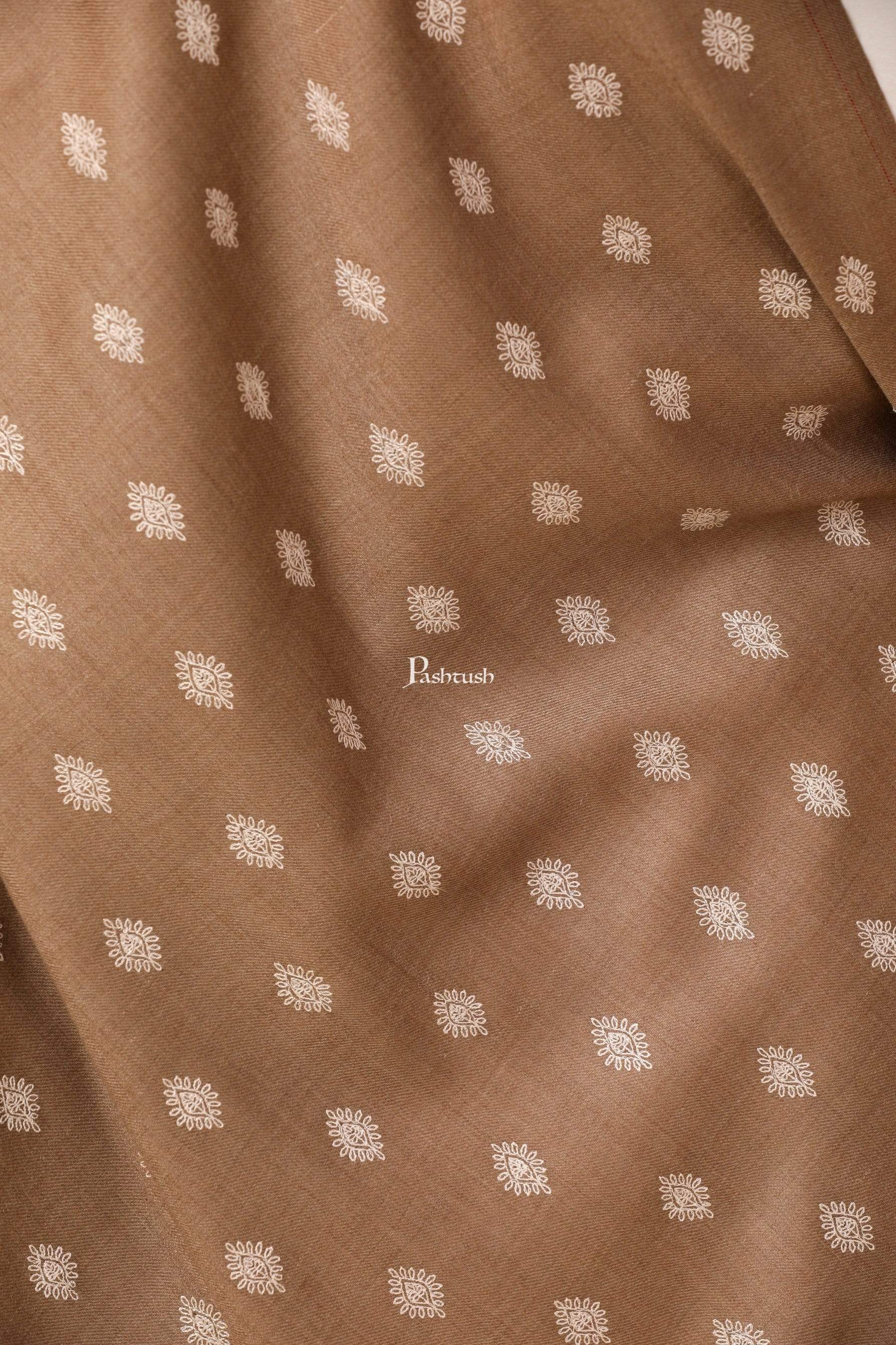 Pashtush Womens Embroidery Shawl, Light Weight And Warm, Beige - Image 2