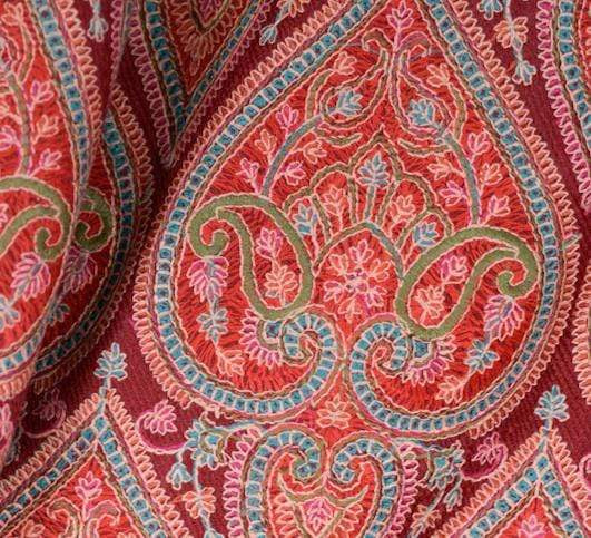 Pashtush Womens Embroidery Shawl, Maroon - Image 4