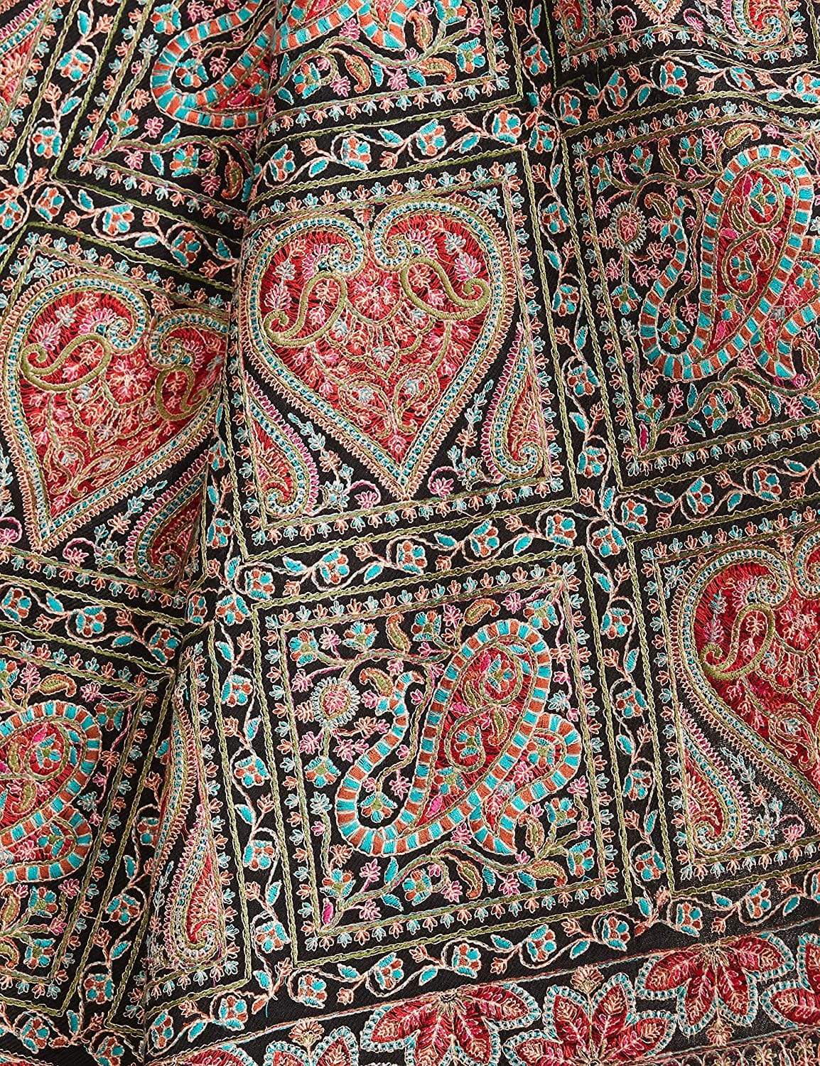 Pashtush Womens Embroidery Shawl, Fineembroidery, Intricate Needlework, Black - Image 2
