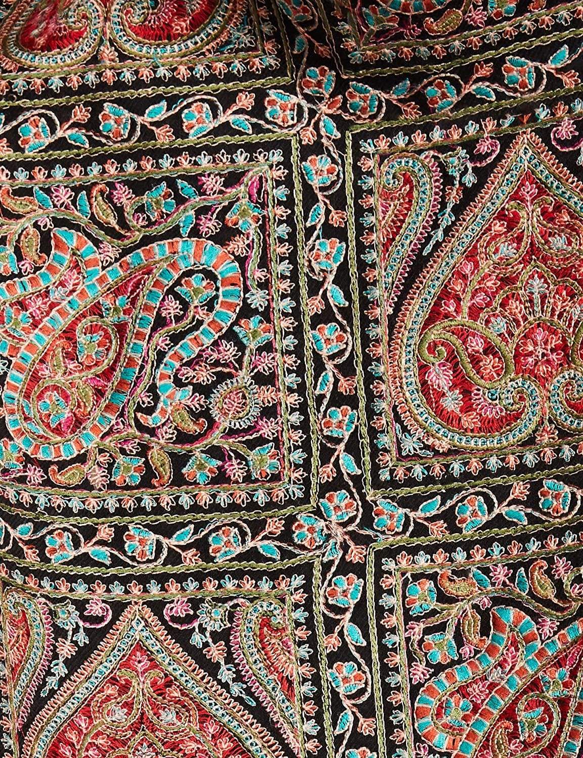 Pashtush Womens Embroidery Shawl, Fineembroidery, Intricate Needlework, Black - Image 11