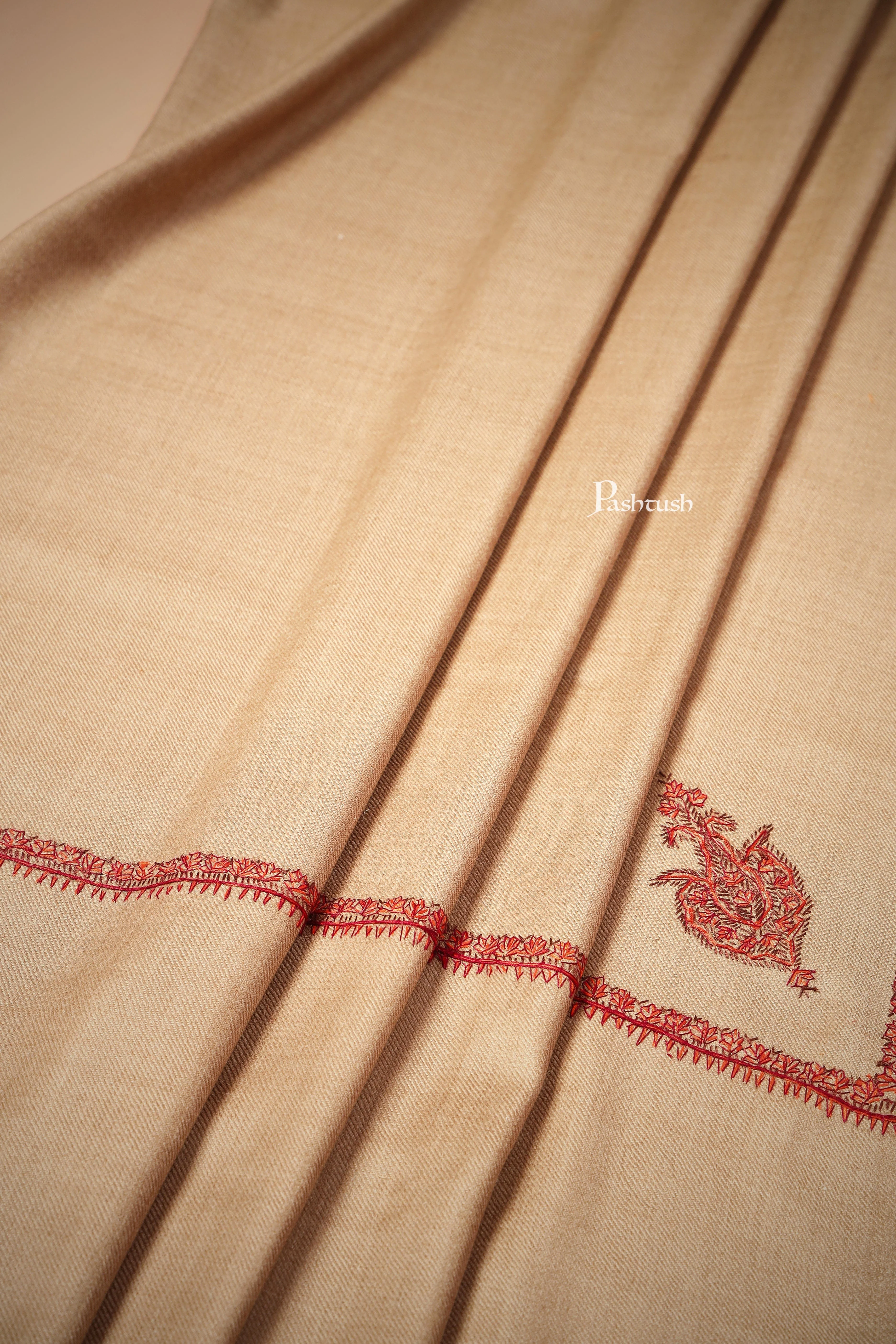 Pashtush Womens Kashmiri Hand Embroidery Shawl, Woollen, Kingri - Image 6