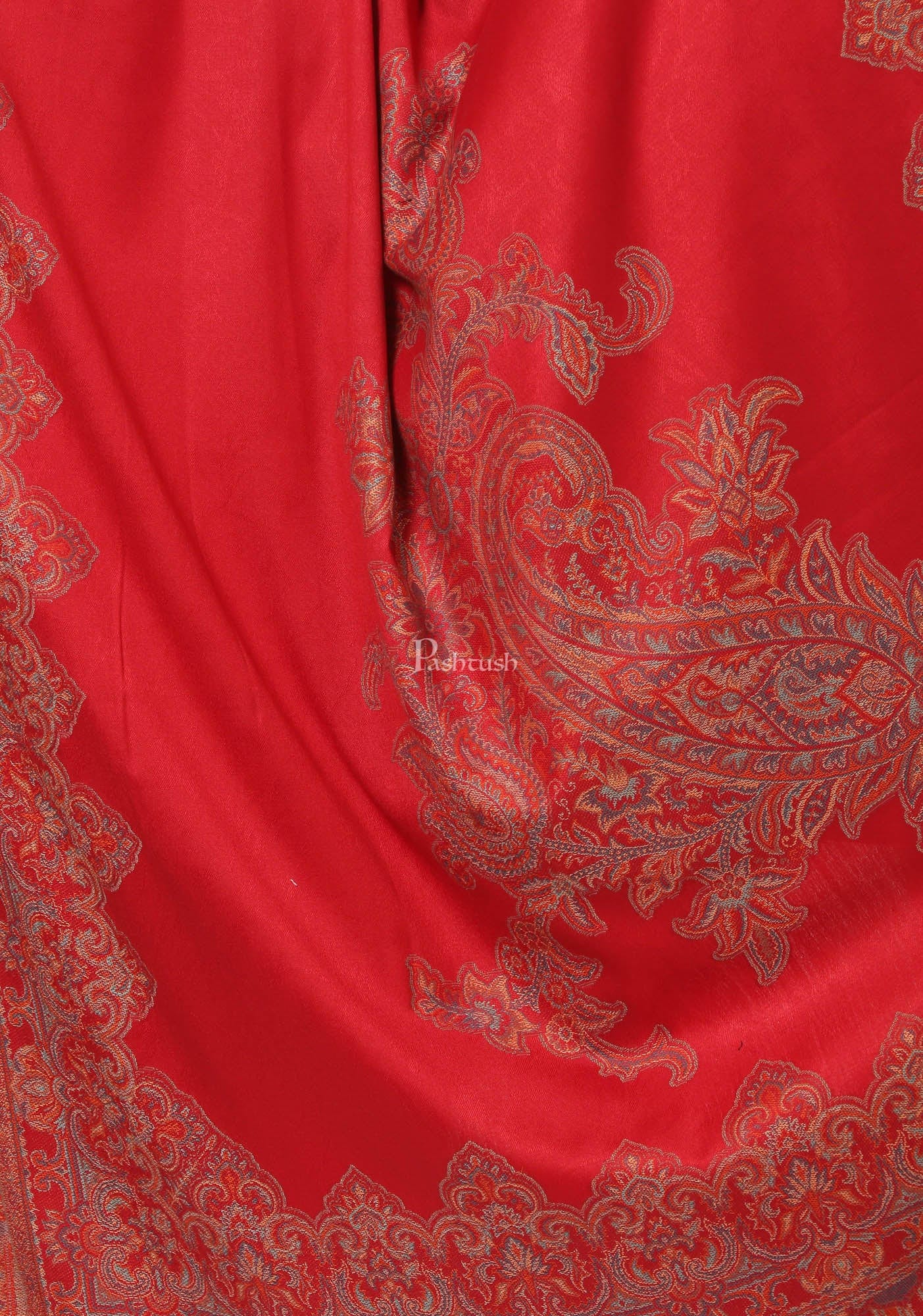 Pashtush Women'S Jacquard Ambi Shawl, Warm And Soft, Faux Pashmina - Maroon - Image 2