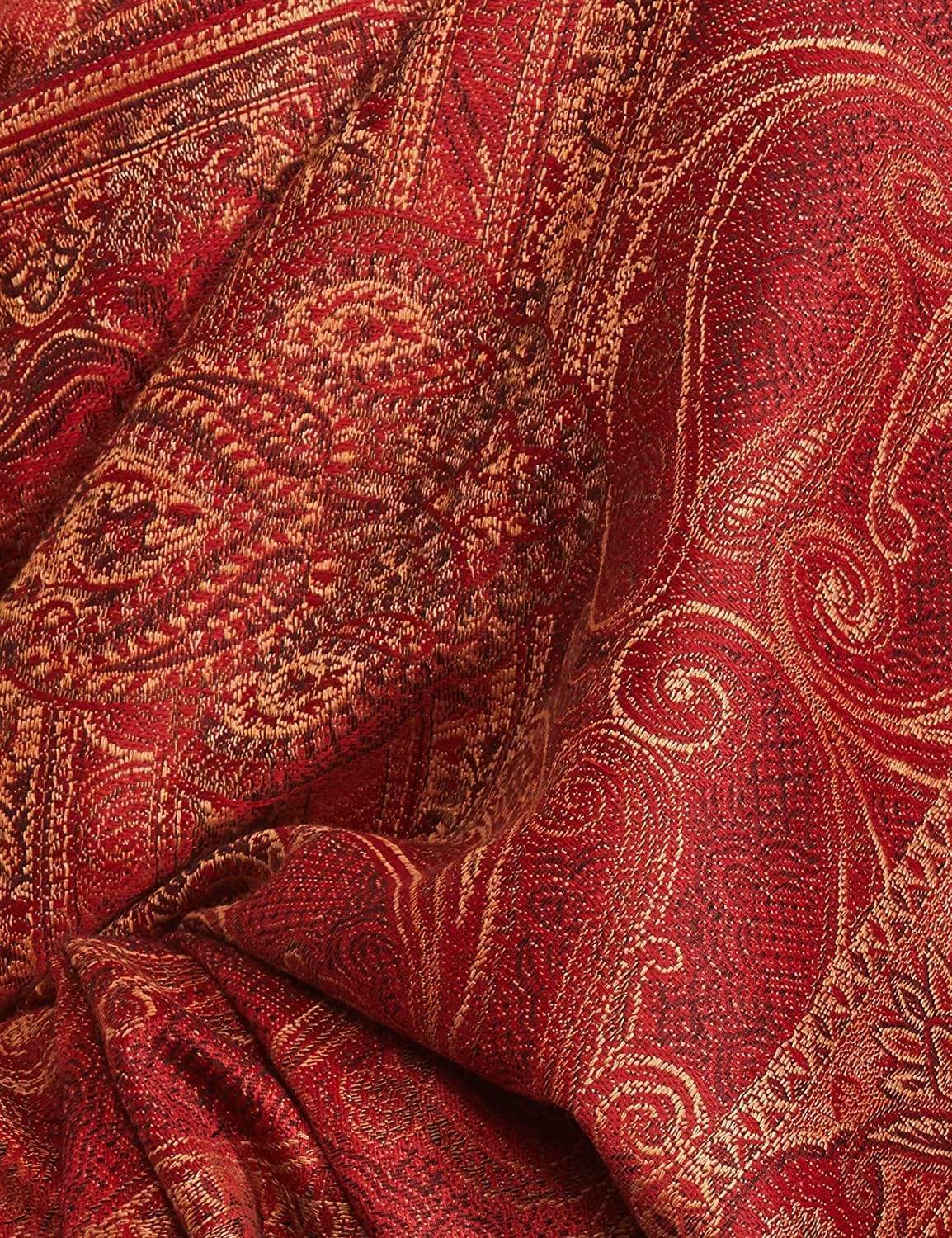 Pashtush Women'S Jamawar Shawl, Deep Maroon - Image 4