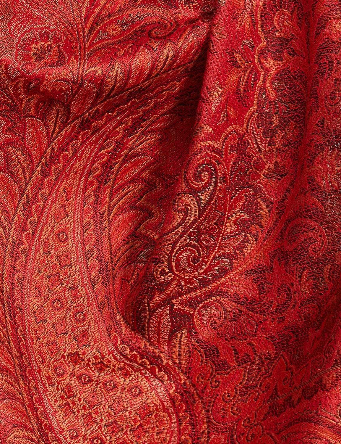 Pashtush Women'S Jamawar Shawl, Deep Maroon - Image 4