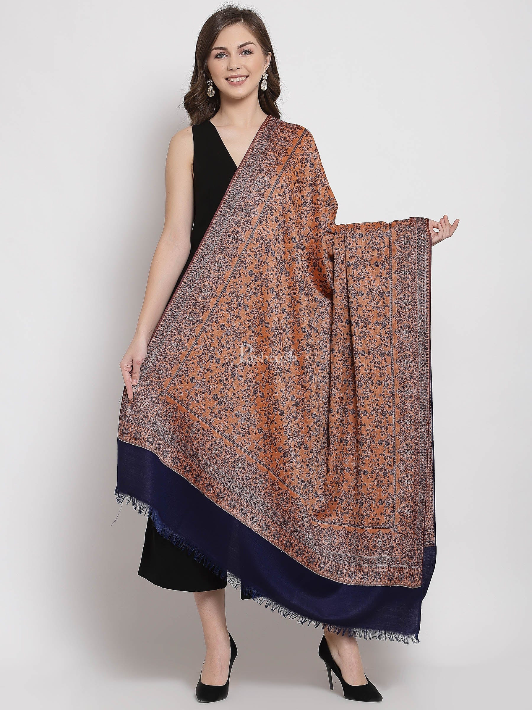 Pashtush Women'S Shawl, Faux Pashmina, Soft And Warm, Navy Blue