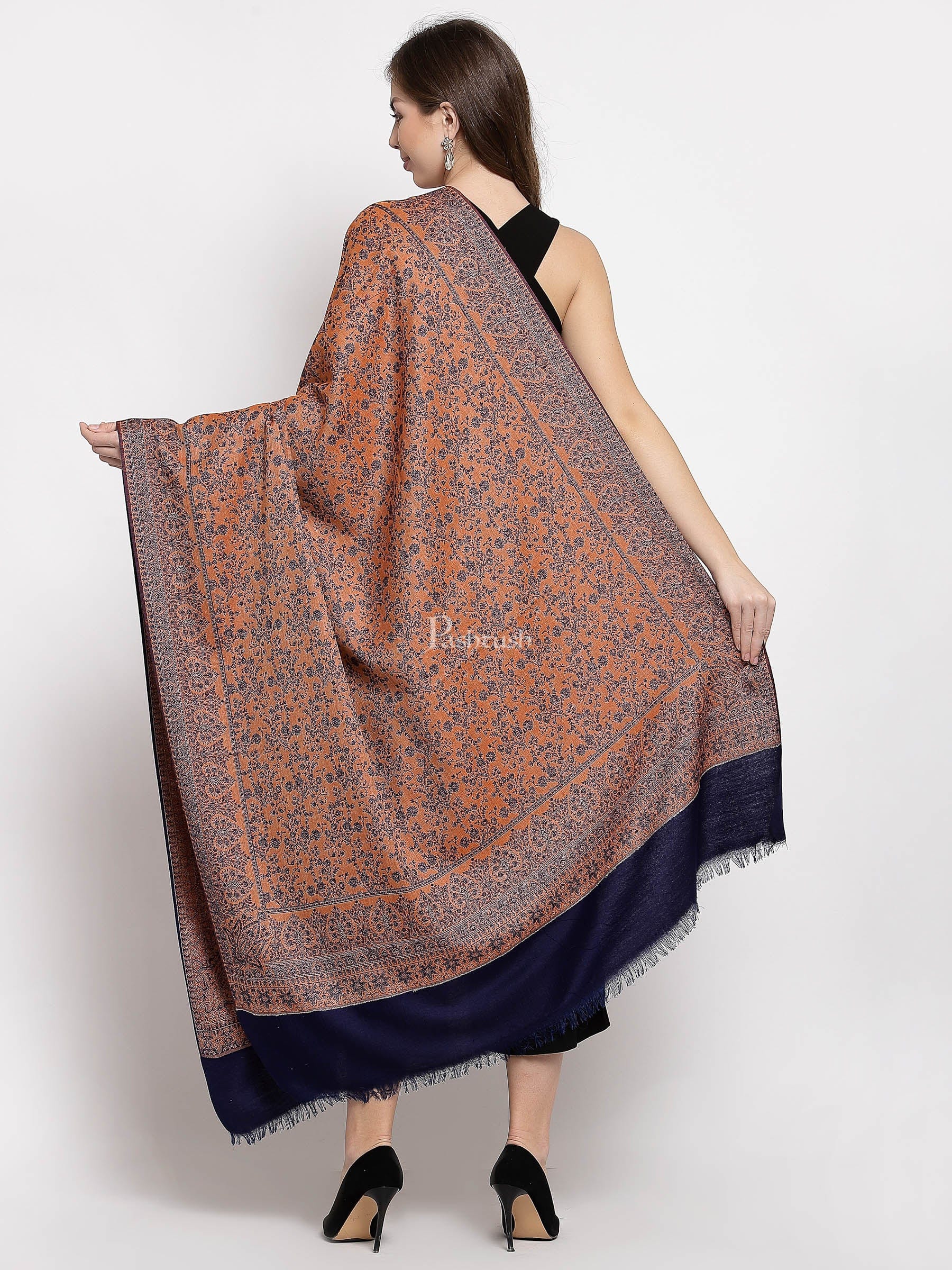Pashtush Women'S Shawl, Faux Pashmina, Soft And Warm, Navy Blue - Image 3