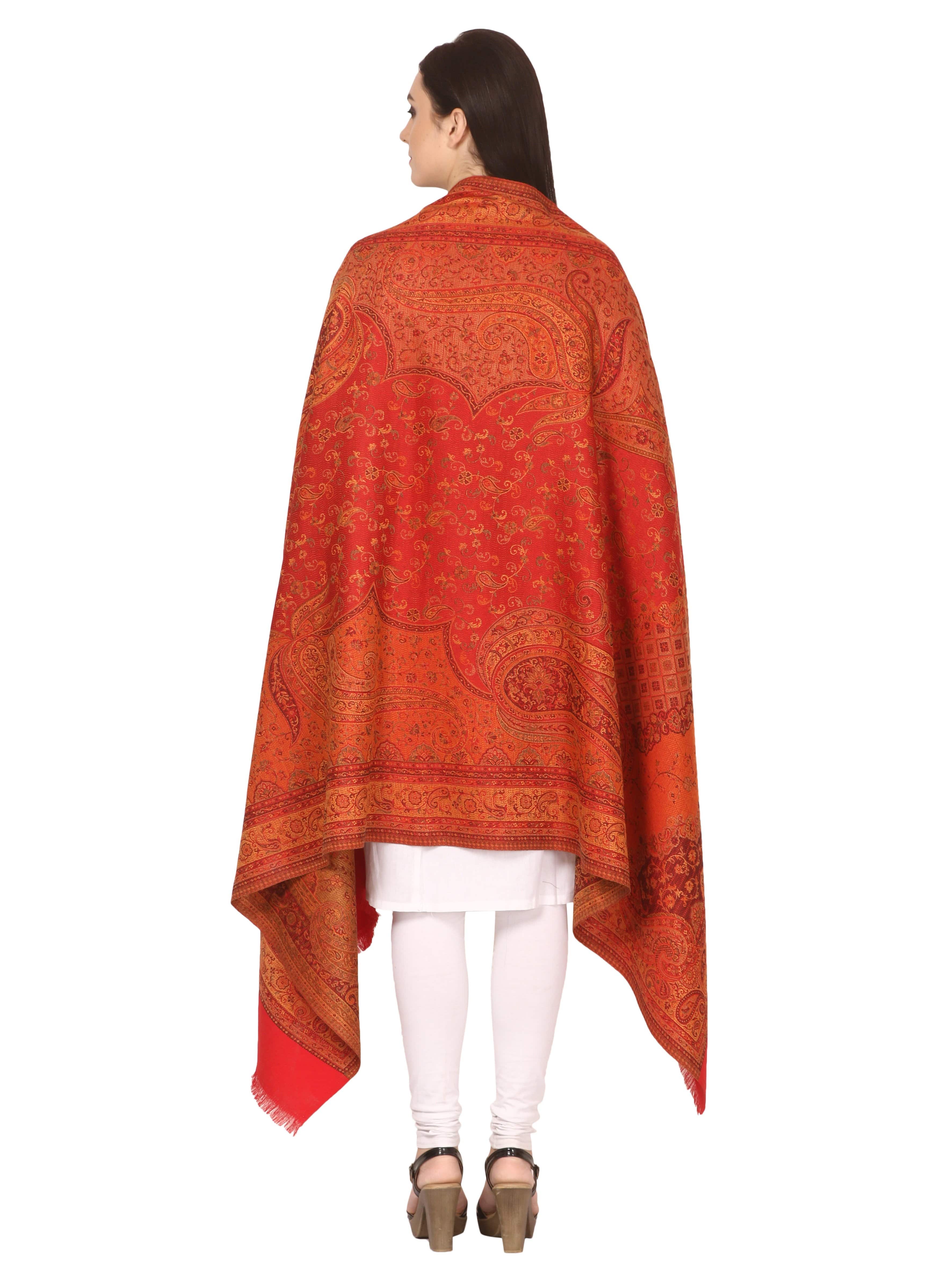 Pashtush Women'S Shawl, Faux Pashmina Design, Bright Red - Image 4